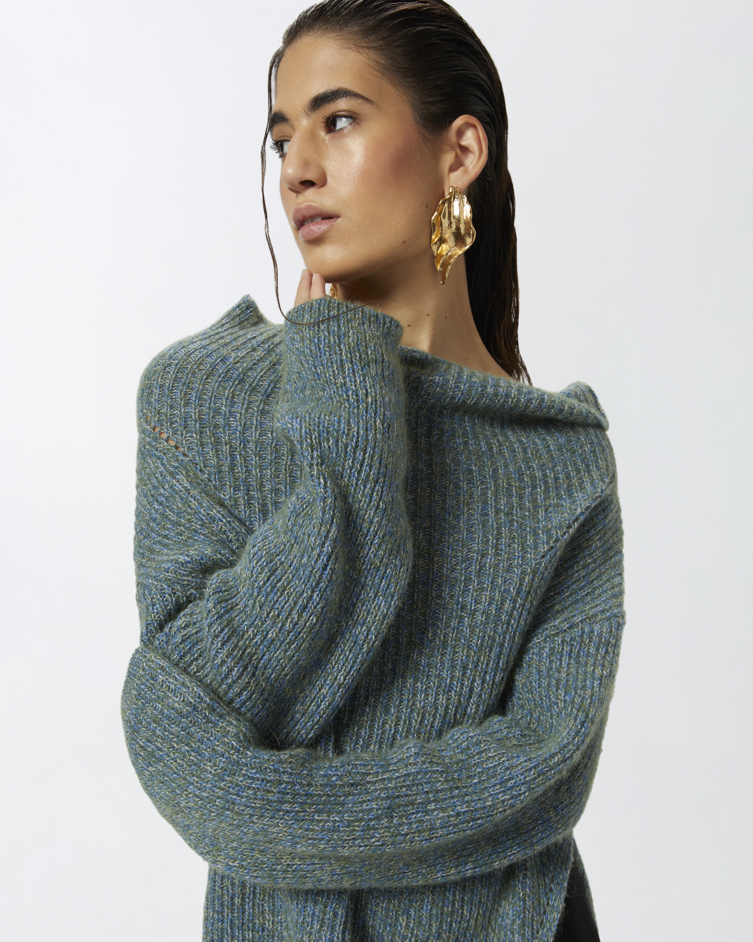MULTICOLOURED RIBBED ASYMMETRIC SWEATER - 5