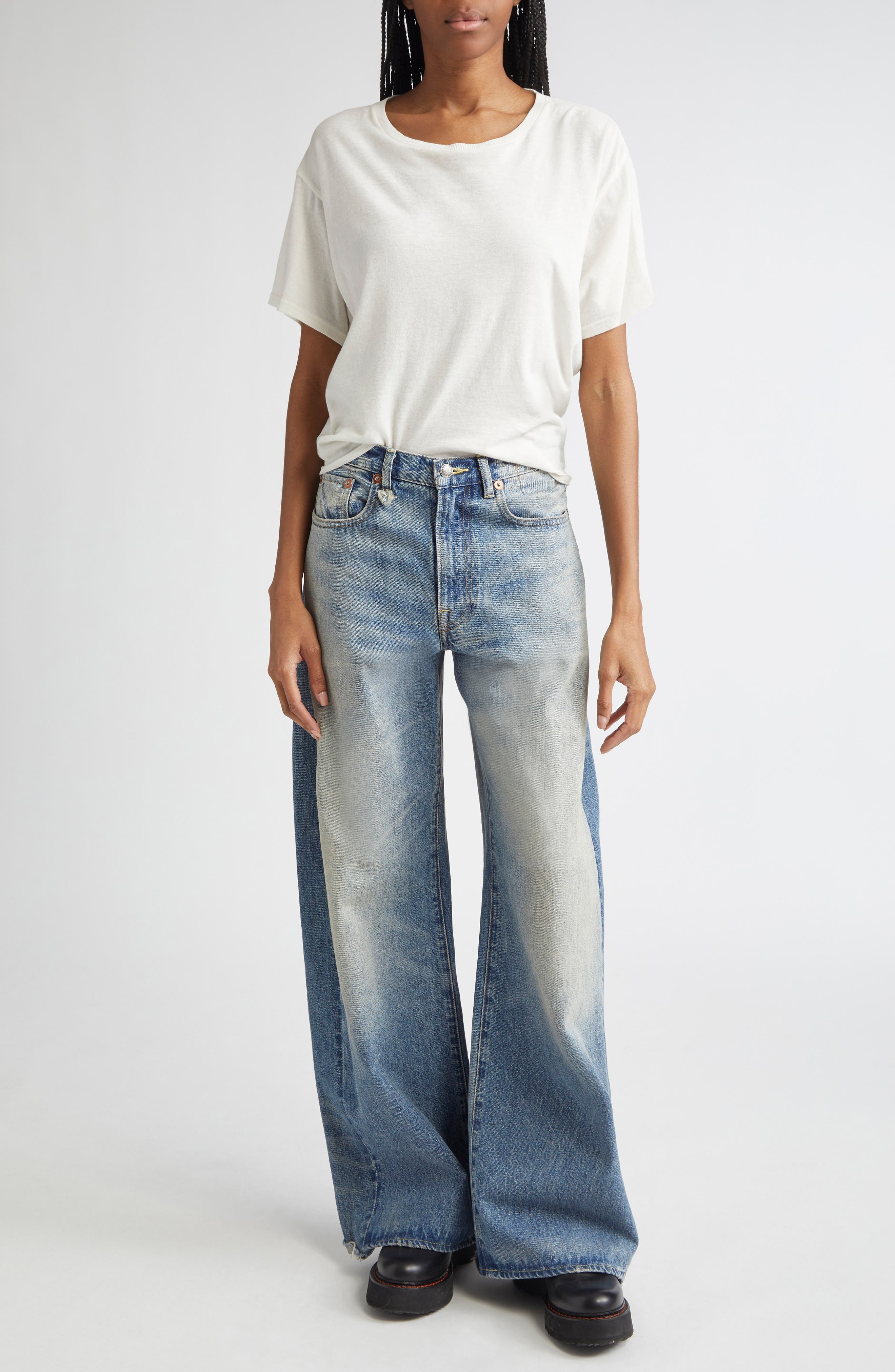 R13 Tight Waist Cotton & Cashmere T-Shirt in White at Nordstrom - 2
