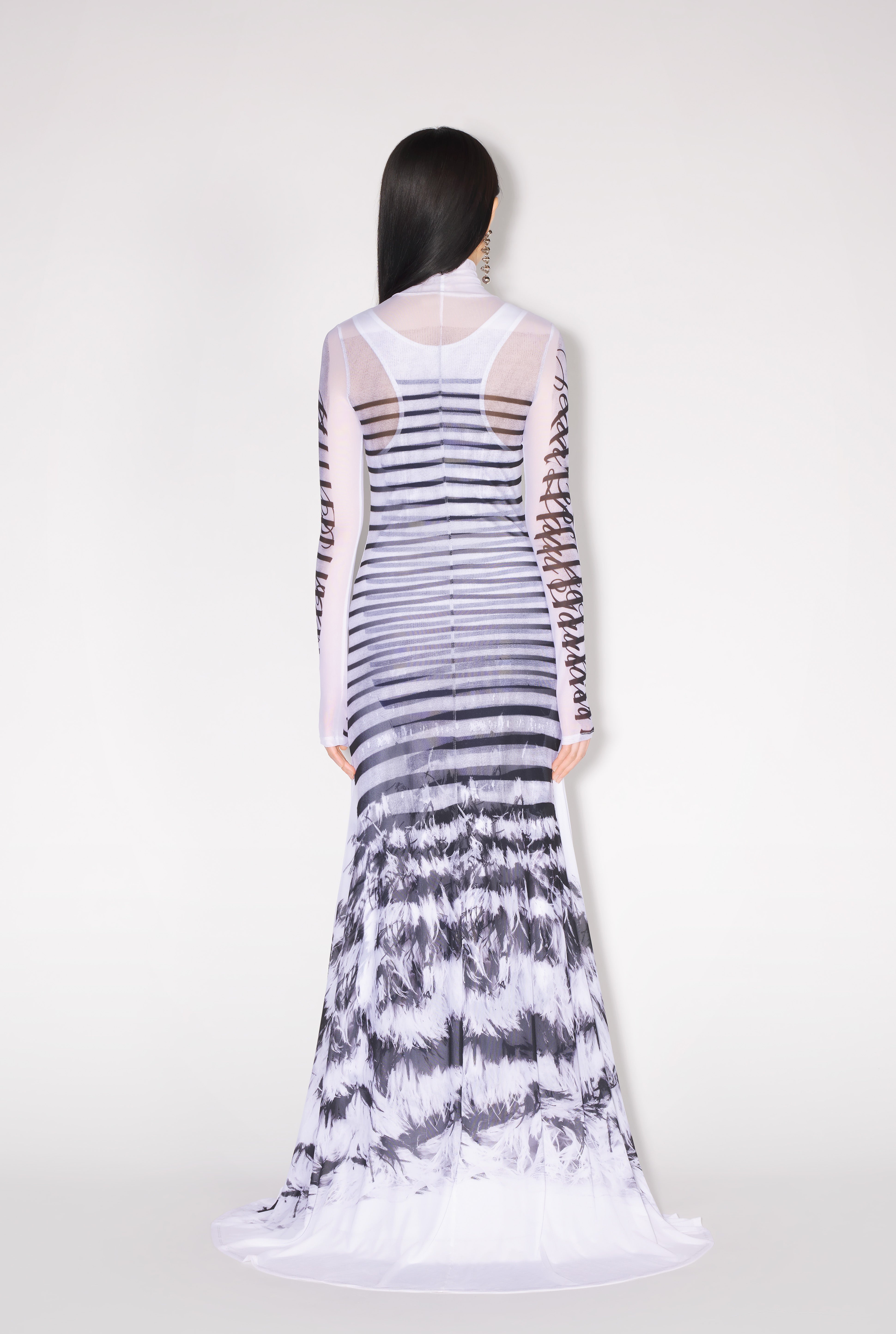 THE LONG KNIT MARINIÈRE FEATHER DRESS - 2