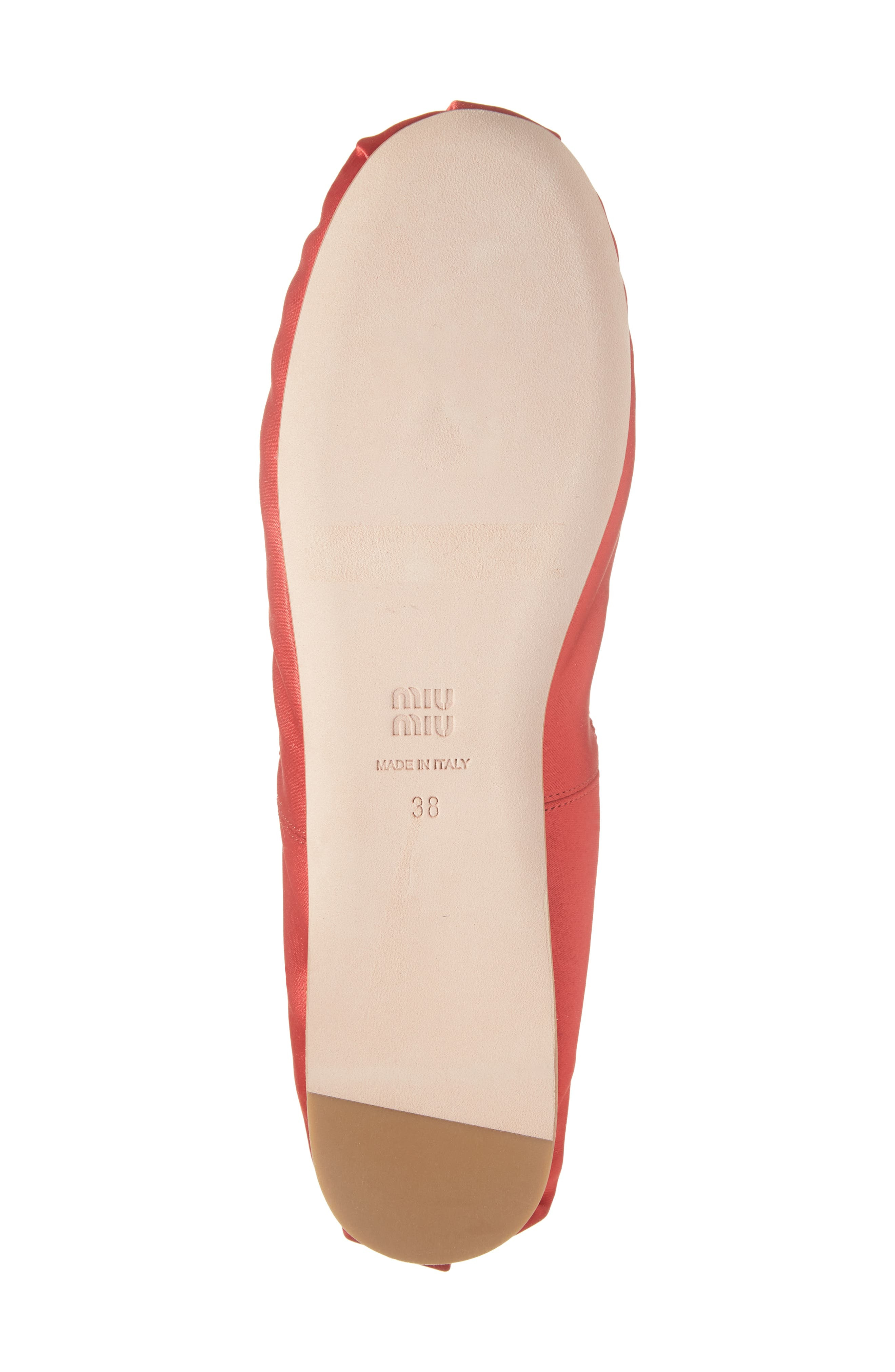 Miu Miu Logo Strap Ballet Flat in Rosso at Nordstrom - 6