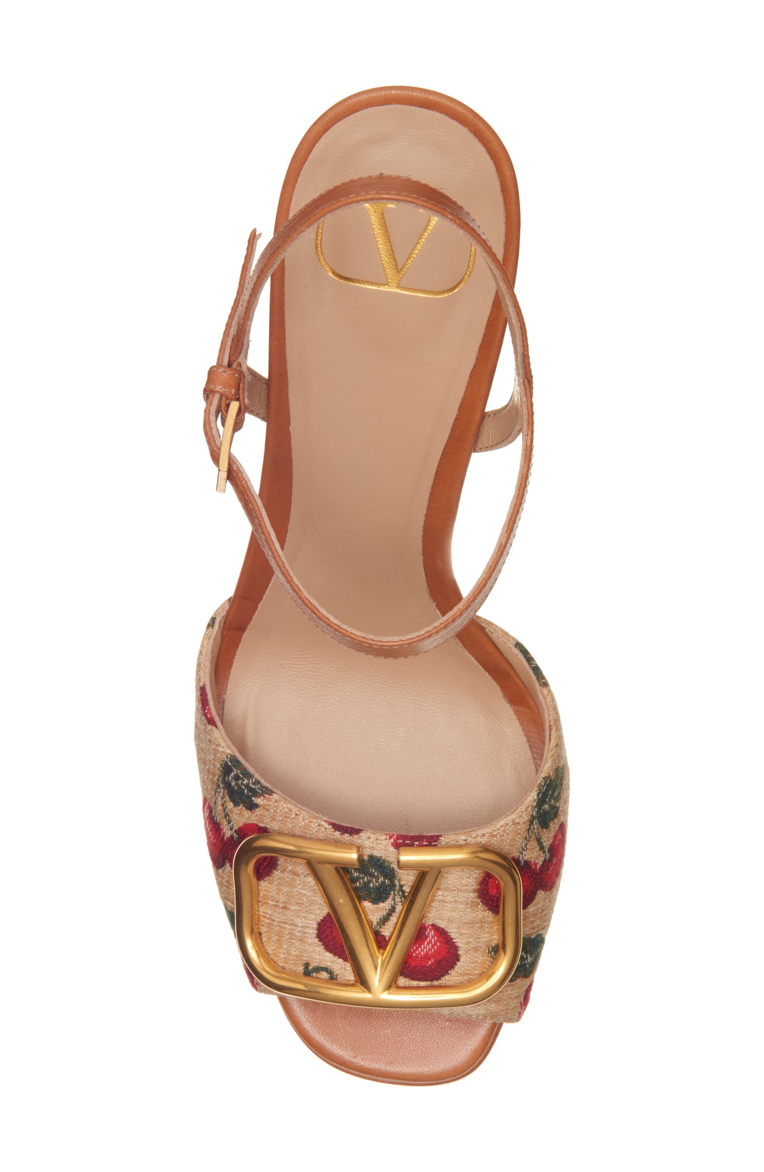 Valentino Garavani VLOGO Cherries Platform Sandal in 32H Naturale/Rosso at Nordstrom - 5