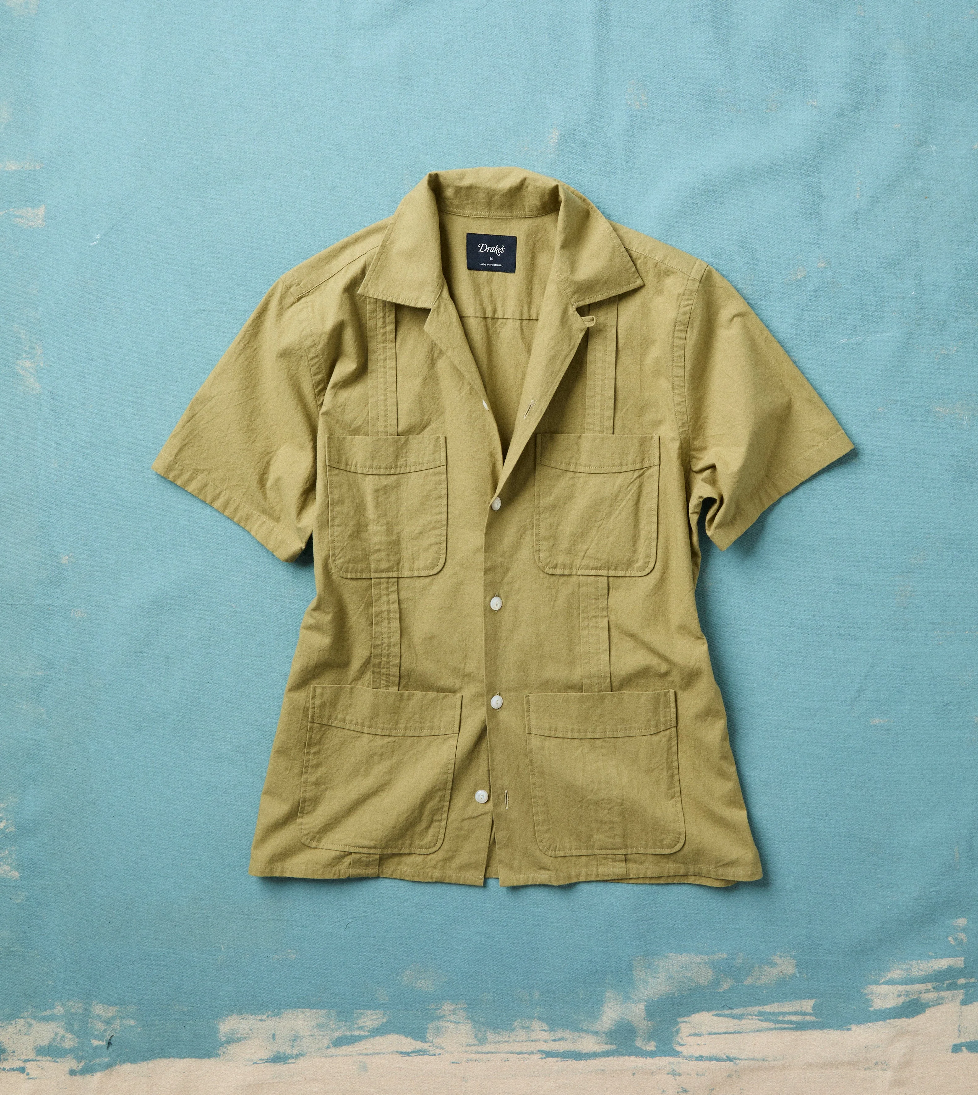 Khaki Cotton-Linen Crepe Cuban Shirt - 1
