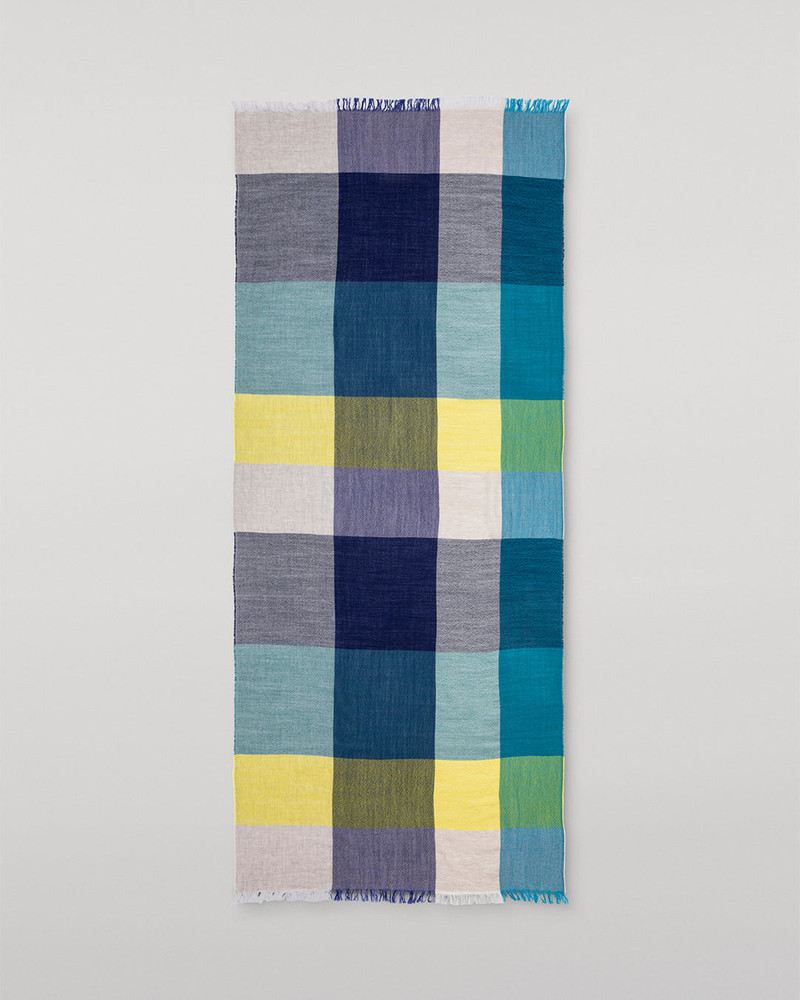 Ethie Navy & Lime Green Wool Scarf 3