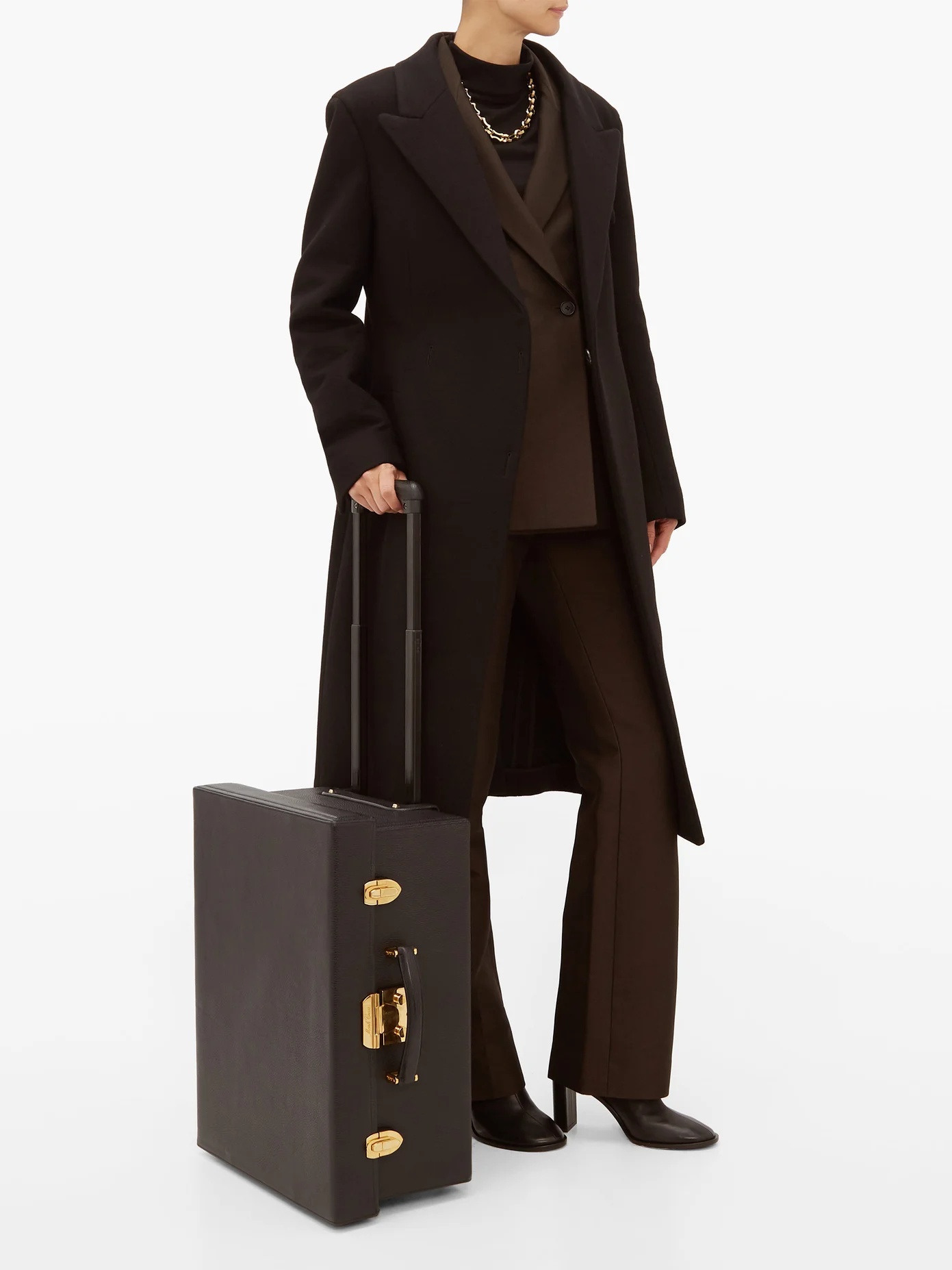 Grace grained-leather trunk cabin suitcase - 2