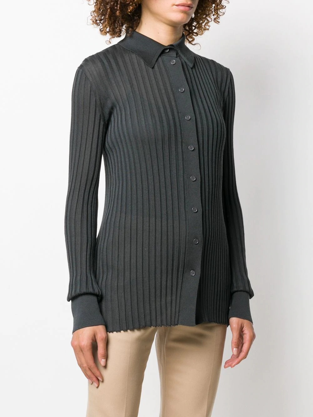 ribbed buttoned cardigan - 3