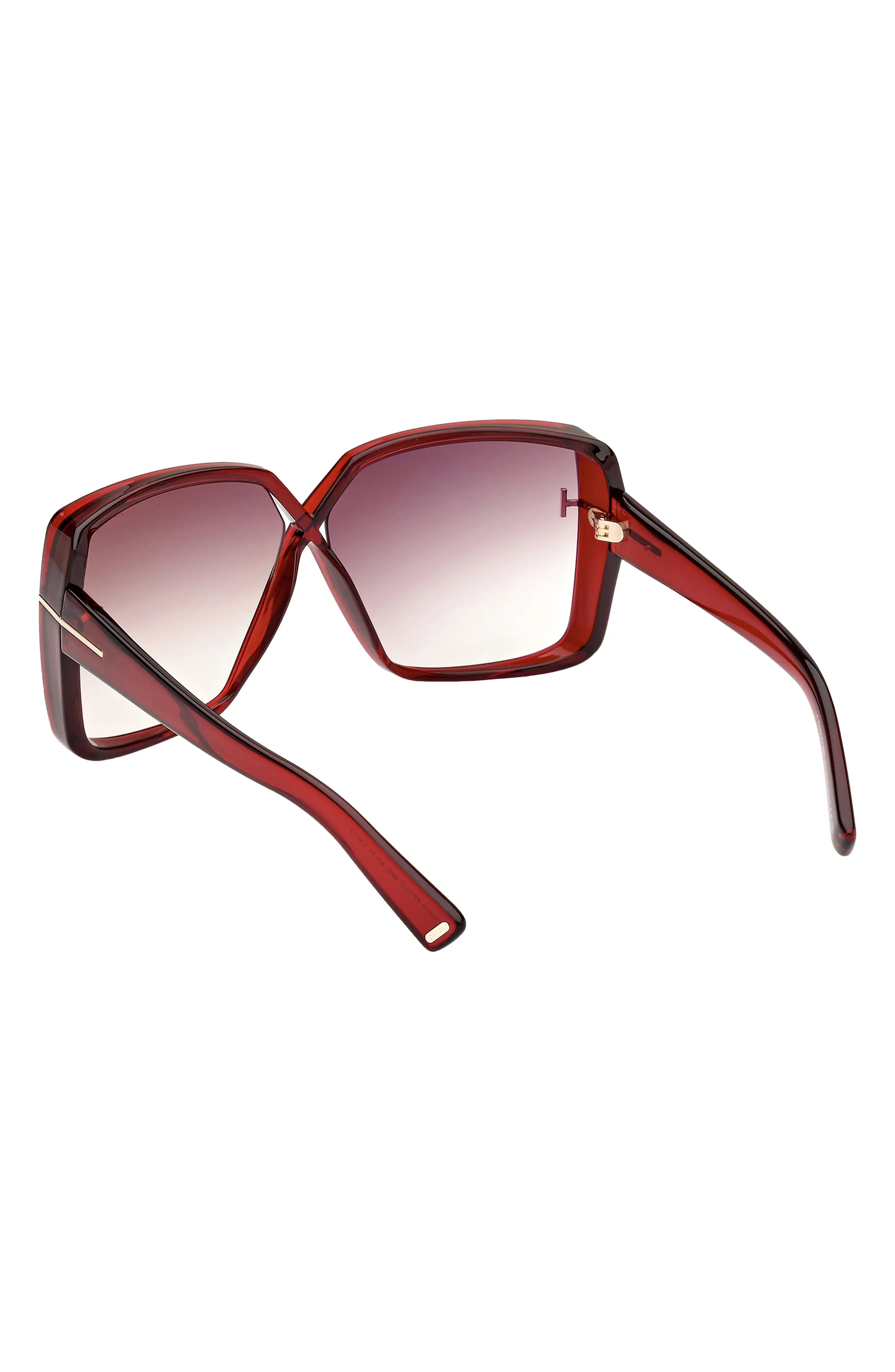 Yvonne 63mm Oversize Gradient Butterfly Sunglasses in Shiny Transparent Red /Brown - 3