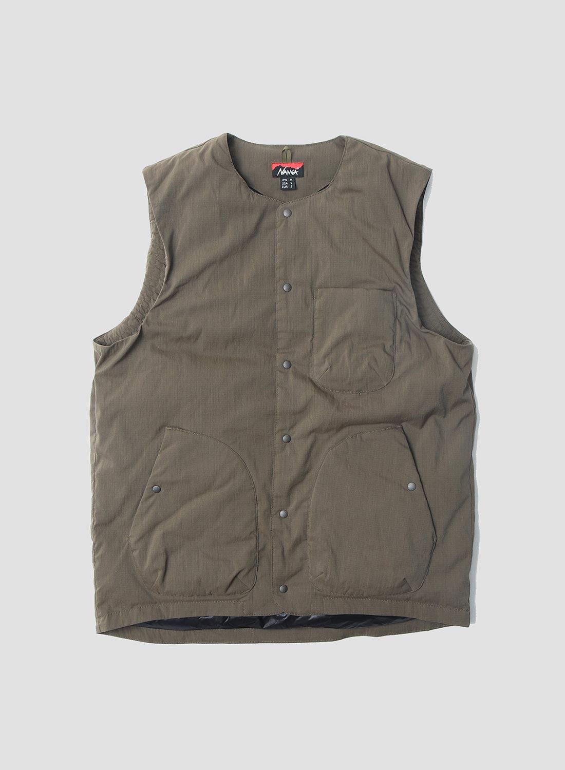 Nanga Takibi Ripstop Inner Down Vest in Army Green - 1