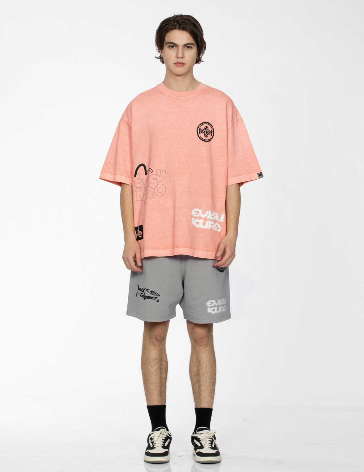 Multi Logo Print Relax Fit Sweat Shorts - 5