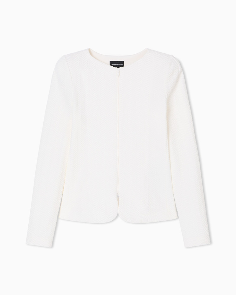 CHEVRON MOTIF JERSEY ZIP-UP JACKET 1