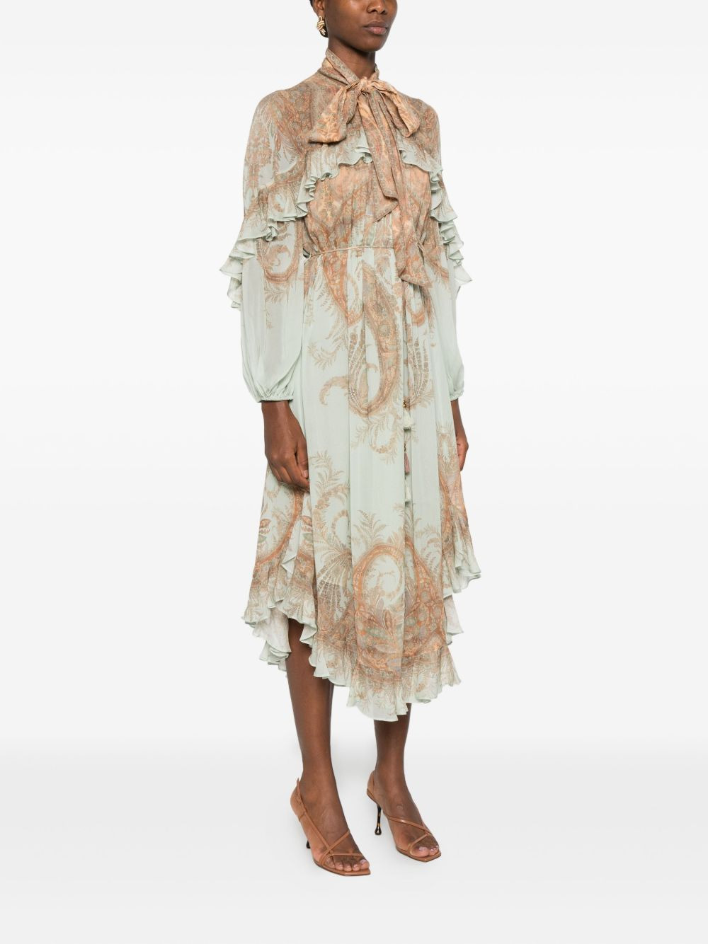 paisley-print ruffled dress - 3
