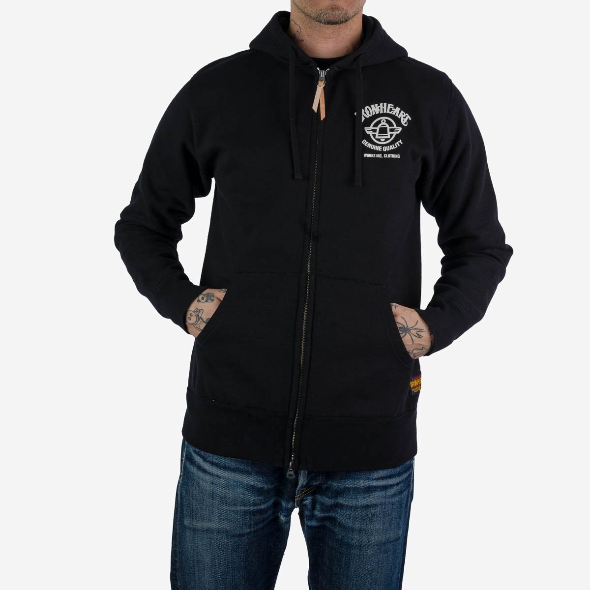 IHSW-65-BLK Printed 14oz Ultra Heavyweight Loopwheel Cotton Zippered Hoodie - Black - 3