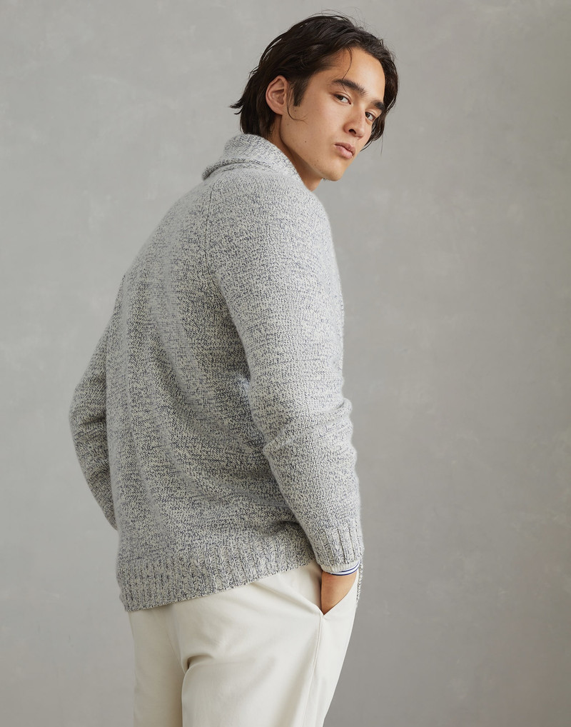 Brunello Cucinelli Mouliné cashmere cardigan with raglan sleeves outlook