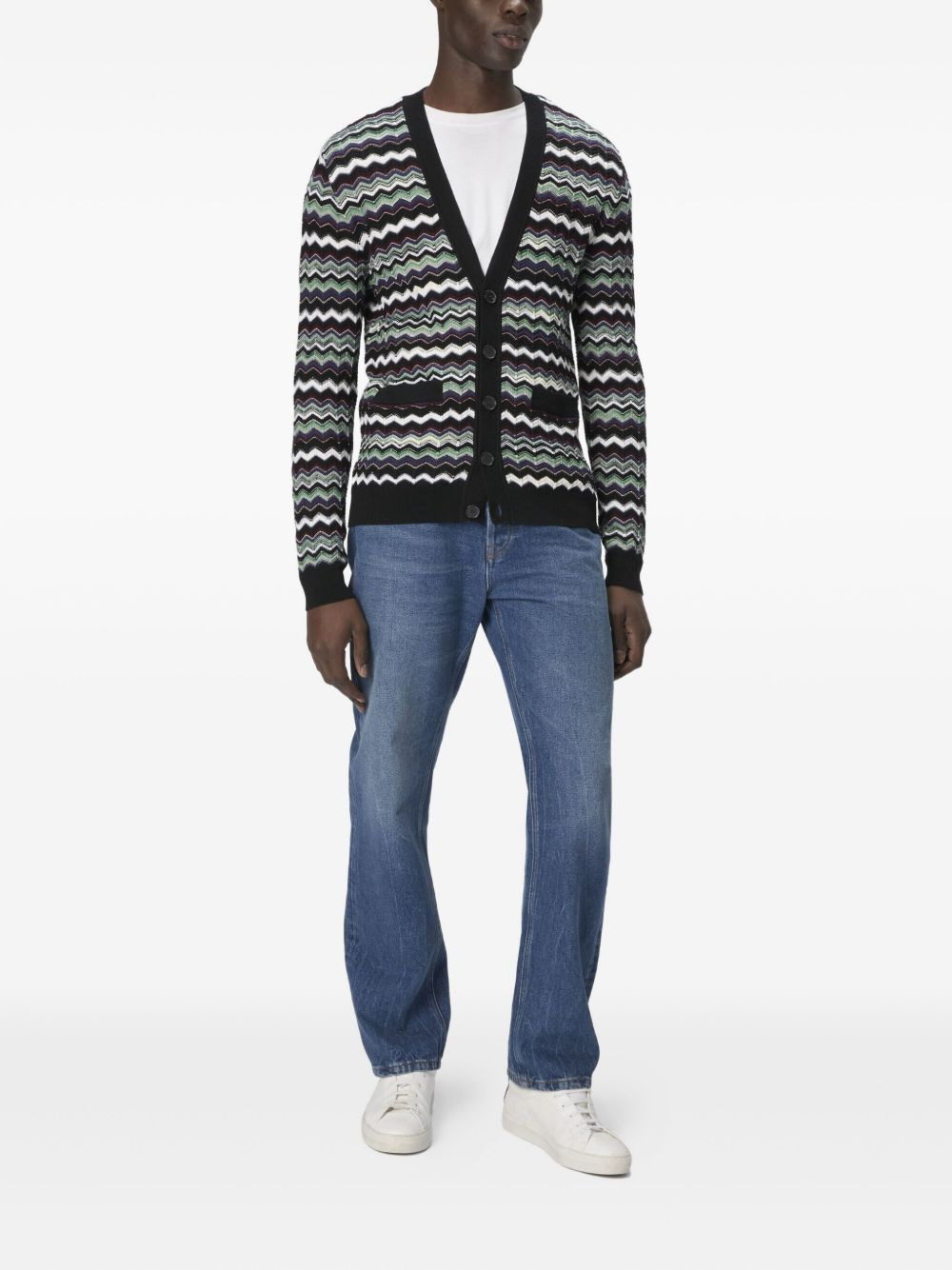 chevron-pattern cardigan - 2