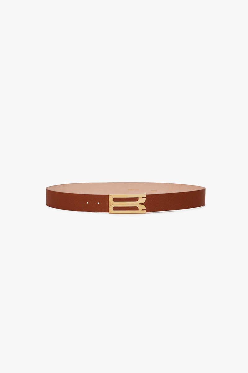 Jumbo Frame Belt In Tan Grained Leather 1
