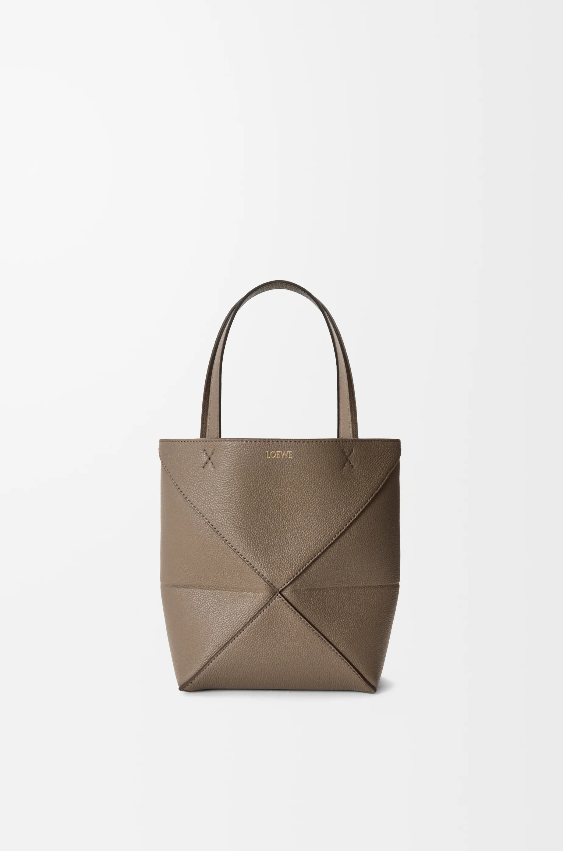 Mini Puzzle Fold tote in soft grained calfskin - 1