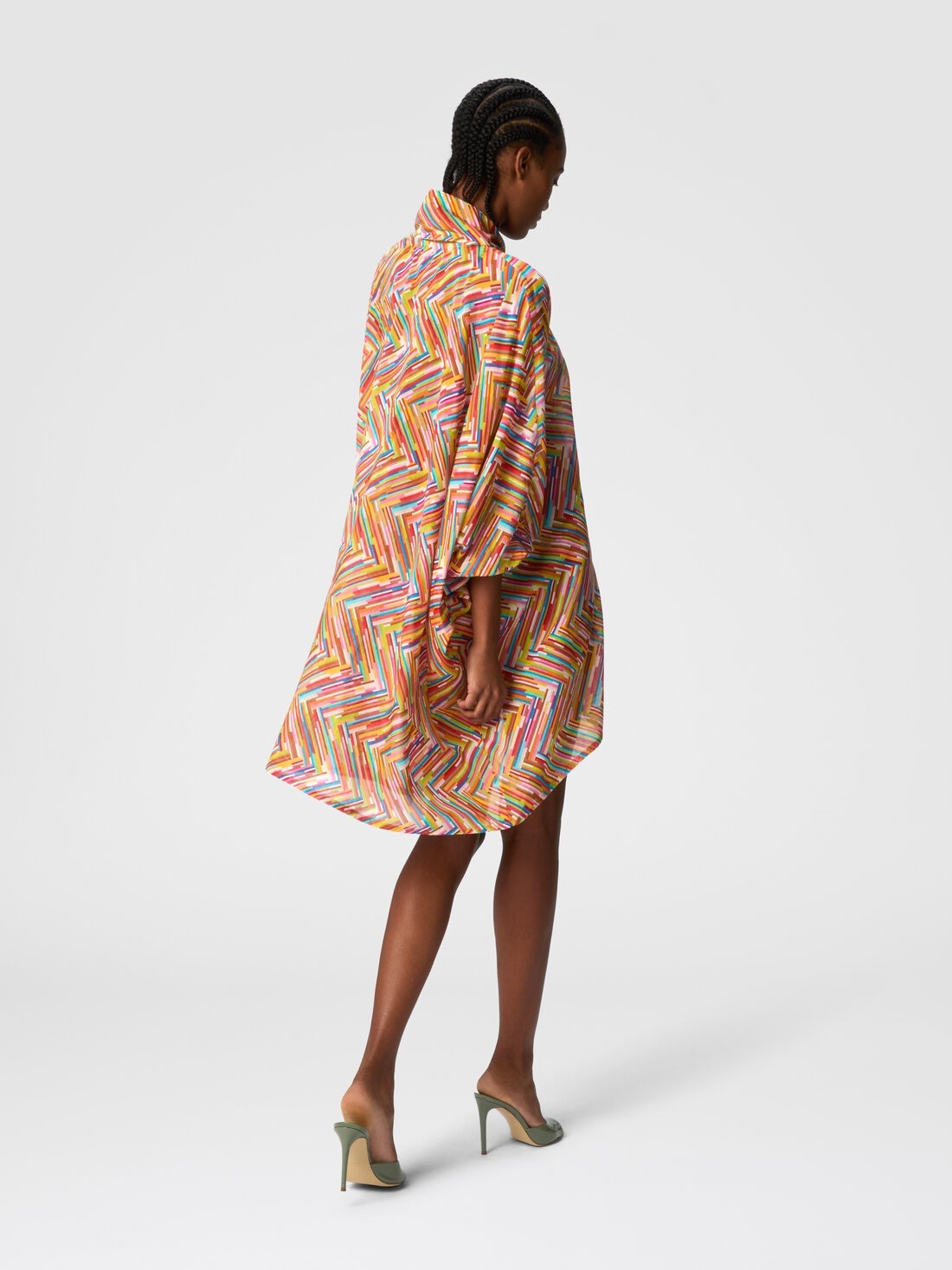 Asymmetrical blouse in printed cotton and silk blend - 3