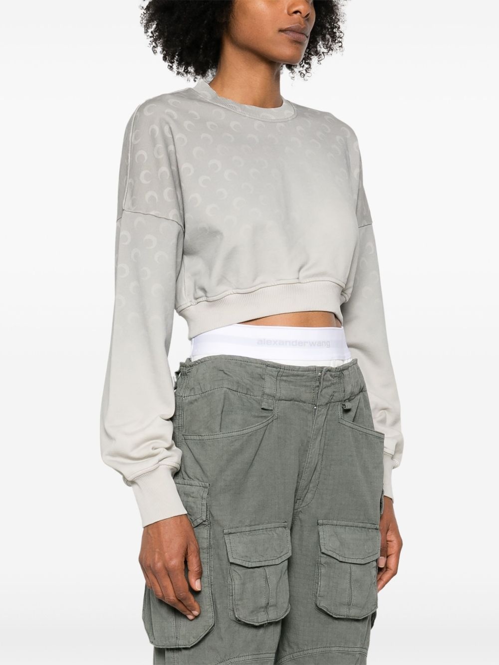 moon fleece cropped sweatshirt - 3