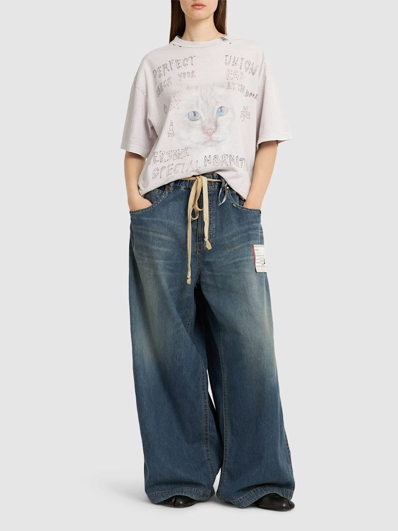 Maison MIHARAYASUHIRO Embroidered high rise wide jeans outlook
