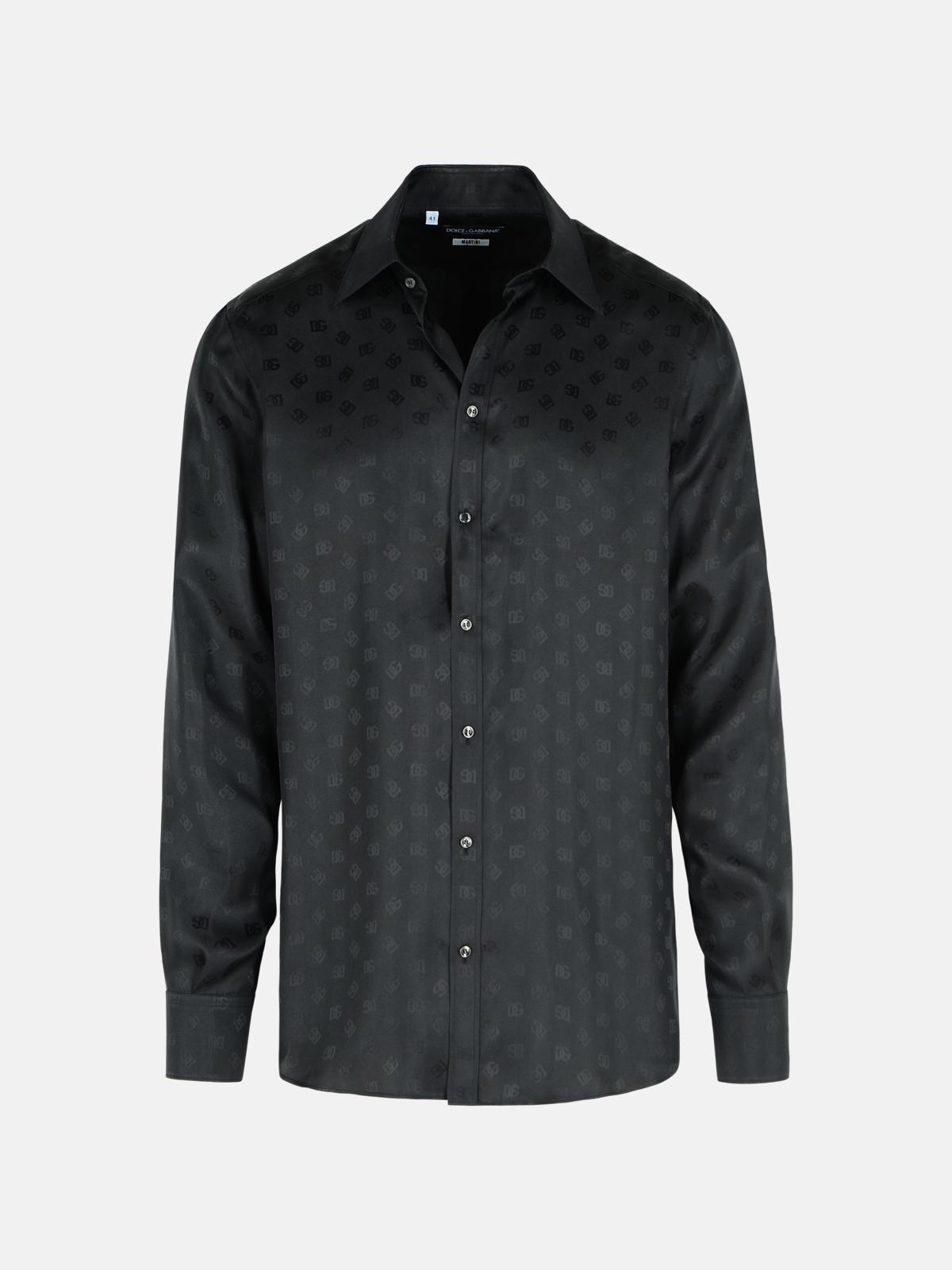 'MONORAM' BLACK SILK SHIRT - 1