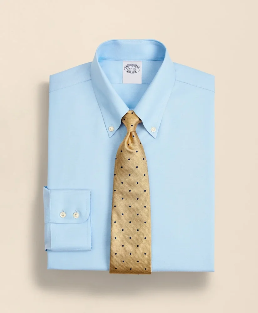 Stretch Supima® Cotton Non-Iron Twill Button-Down Collar Dress Shirt - 1