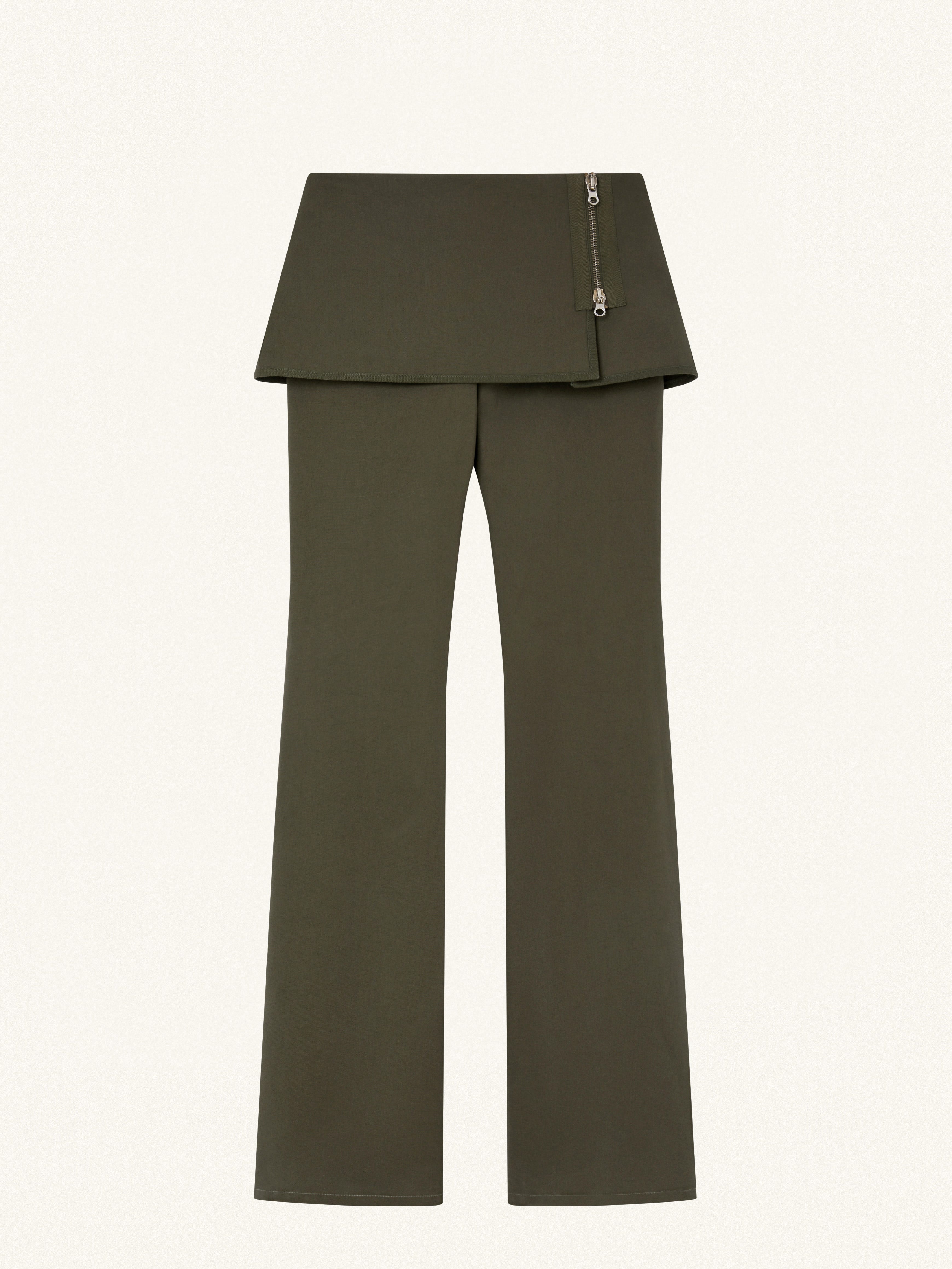 MODULAR OVERSKIRT COTTON BOOTCUT PANTS - 2