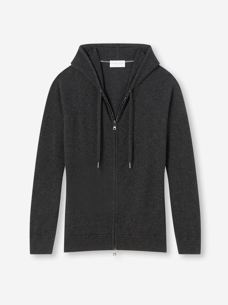Derek Rose Men's Hoodie Finley 10 Cashmere Charcoal outlook