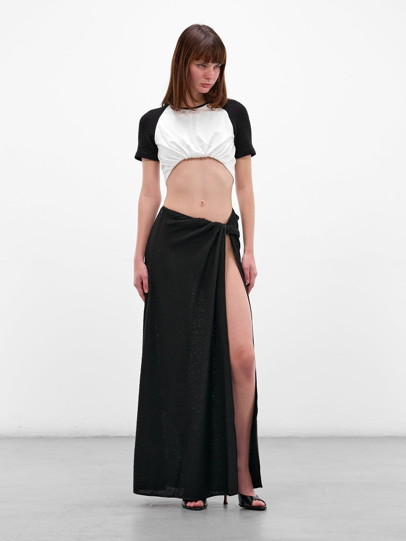CHRISTOPHER ESBER Black Sarong Diagonal Knit Skirt outlook