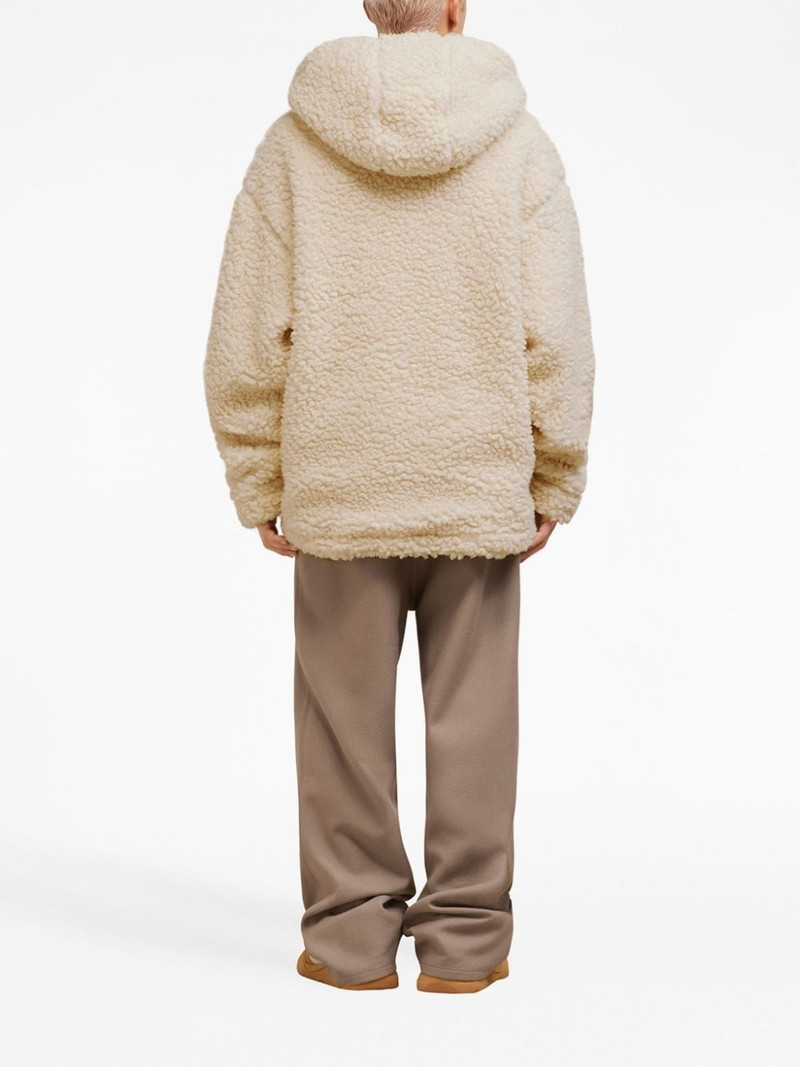 logo-patch faux-shearling jacket 5