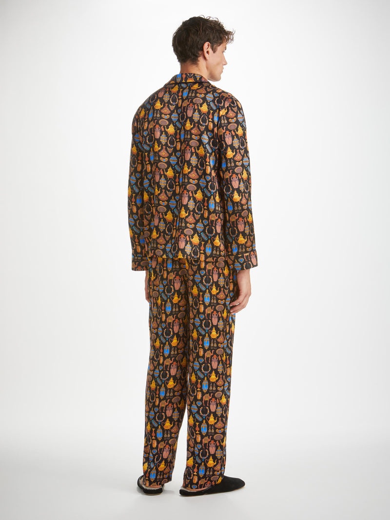 Men's Pyjamas Brindisi 100 Silk Satin Black - 4