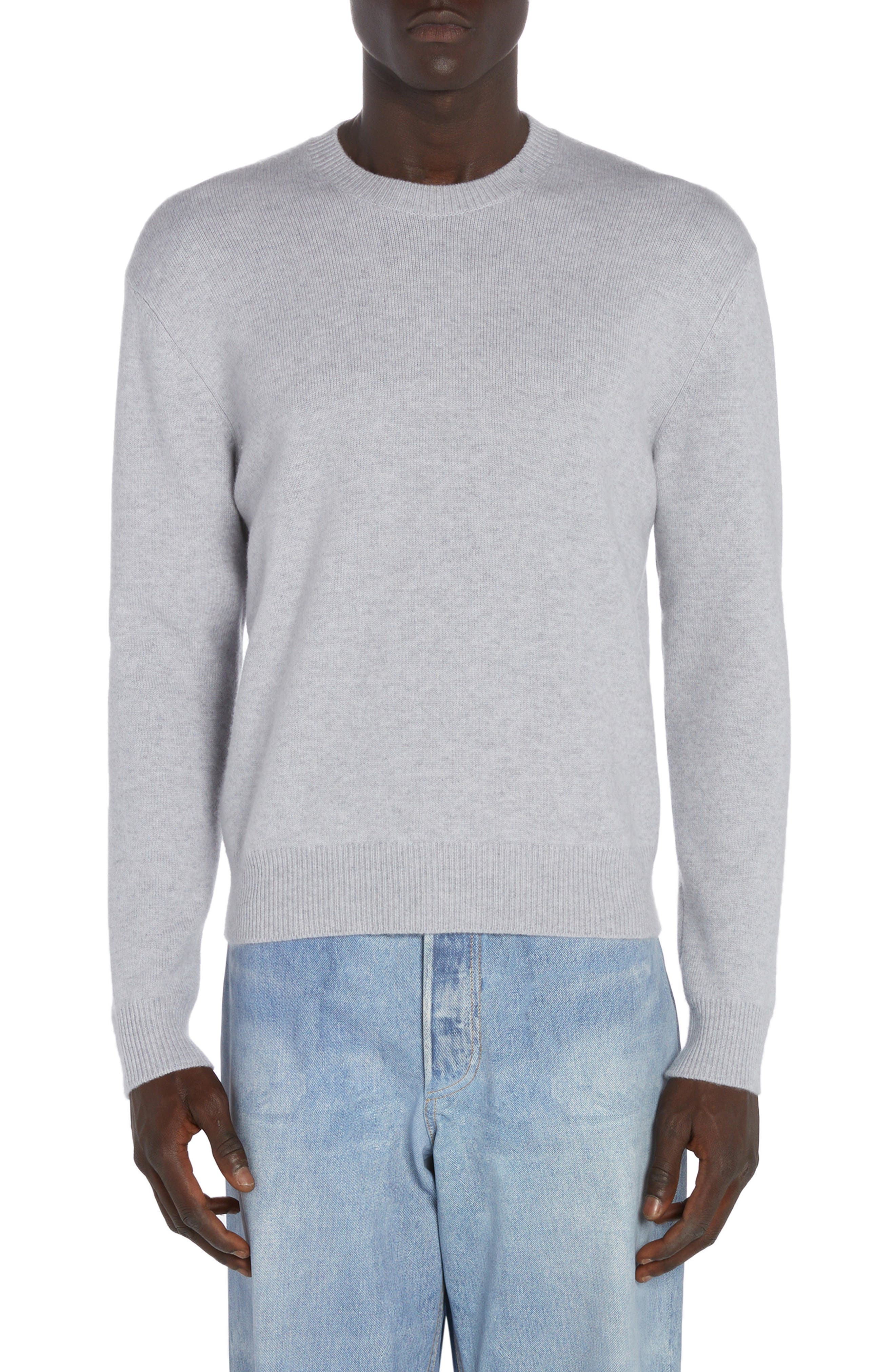 Intrecciato Leather Patch Cashmere Blend Crewneck Sweater - 1