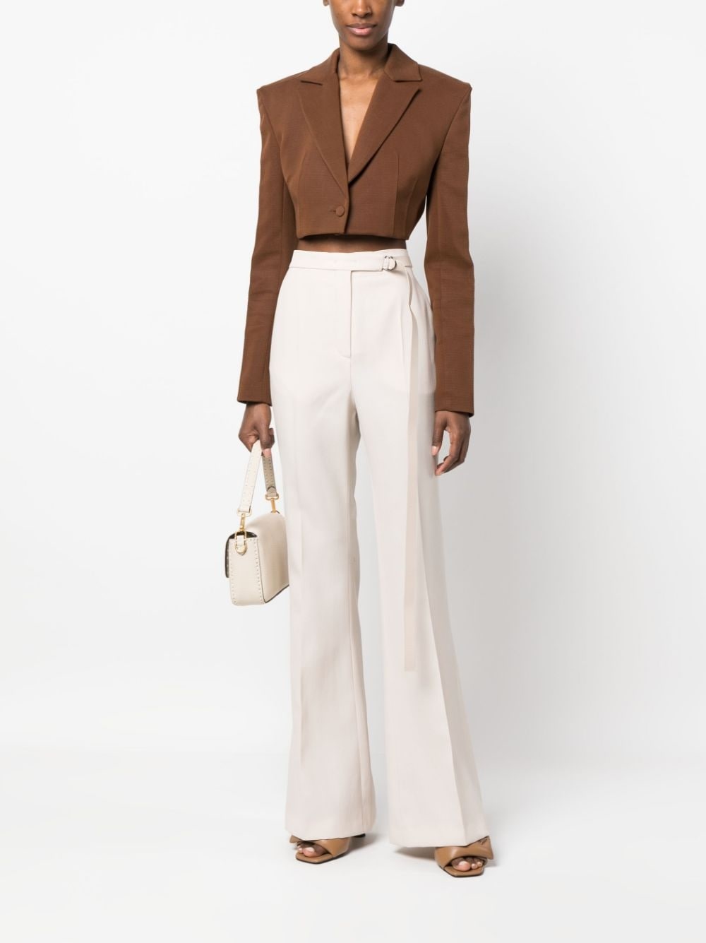 high-waisted wool flared trousers - 2