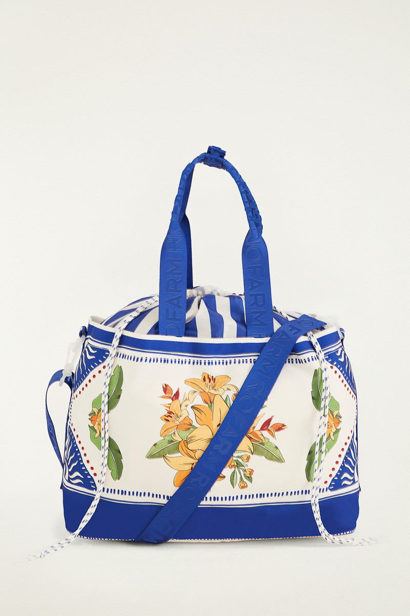 Blue Carioca Tropical Destiny Drawstring Tote Bag 1