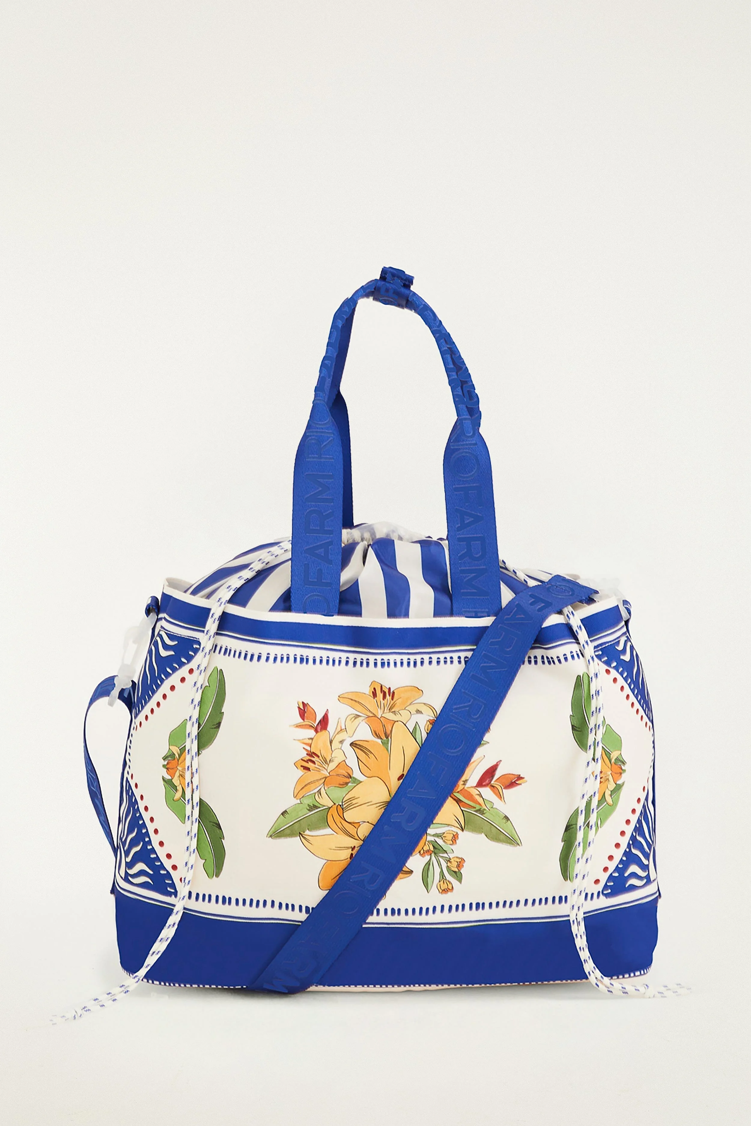 Blue Carioca Tropical Destiny Drawstring Tote Bag - 1