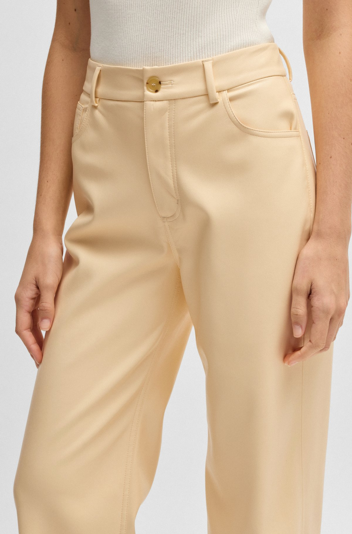 FIVE-POCKET TROUSERS IN FAUX LEATHER - 5
