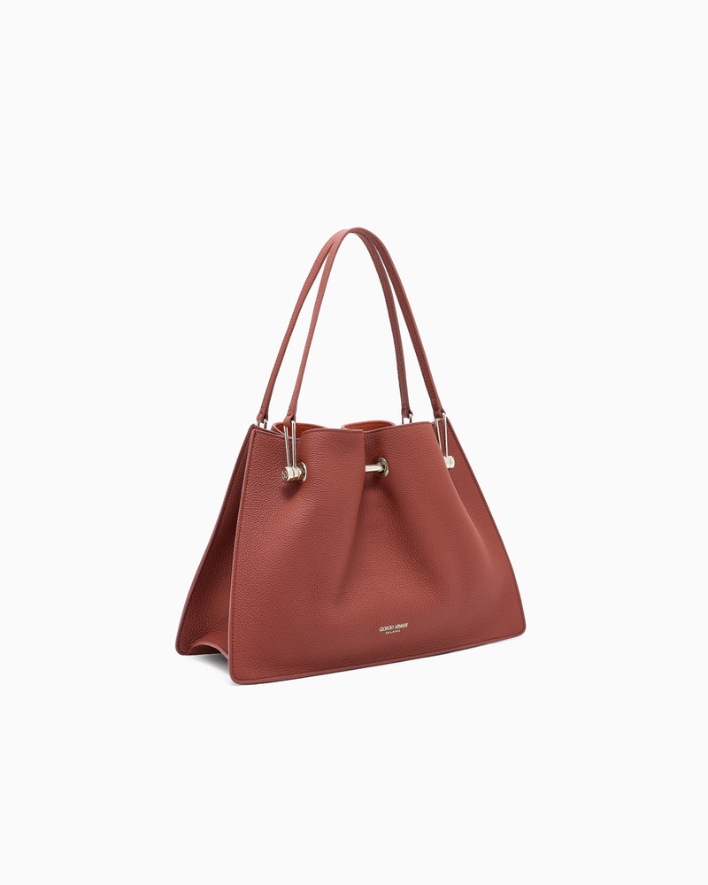 GIORGIO ARMANI SMALL SHOPPER BAG IN PEBBLED LEATHER outlook
