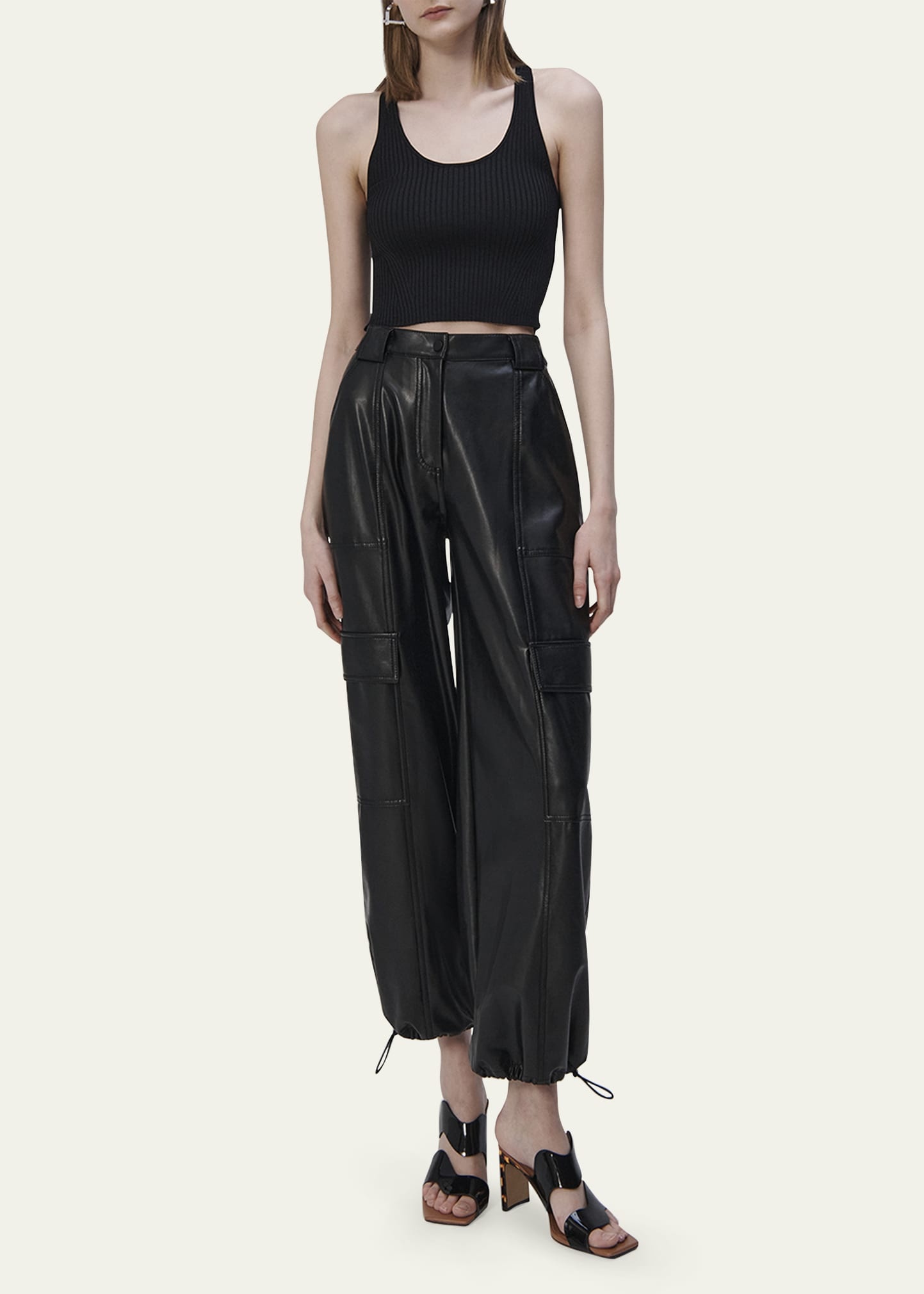 Luxe Vegan Leather Cargo Pants - 2