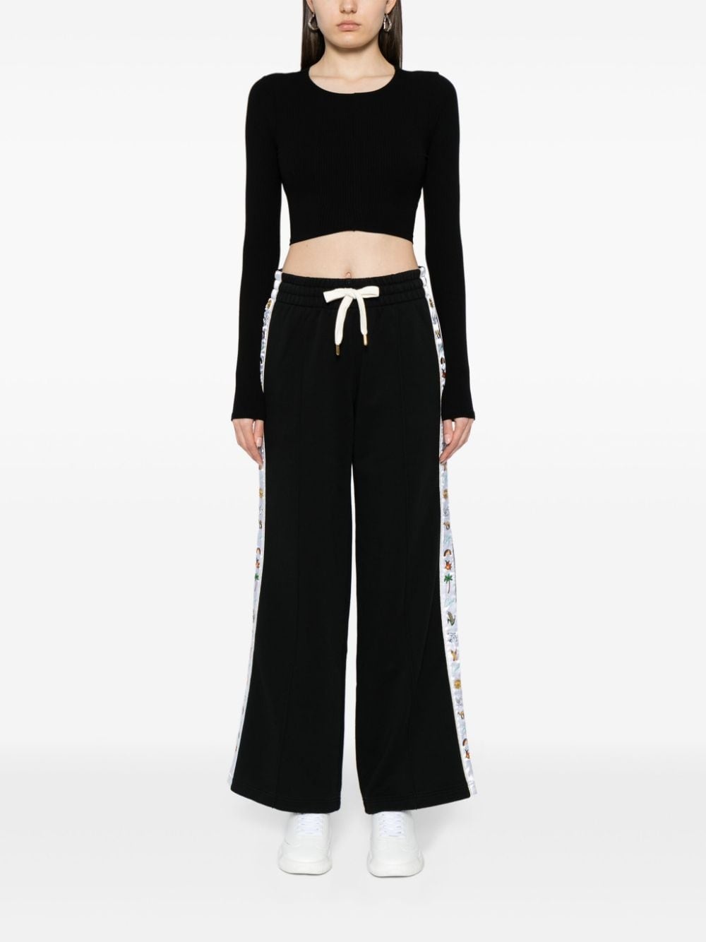 logo-tape organic cotton track pants - 2