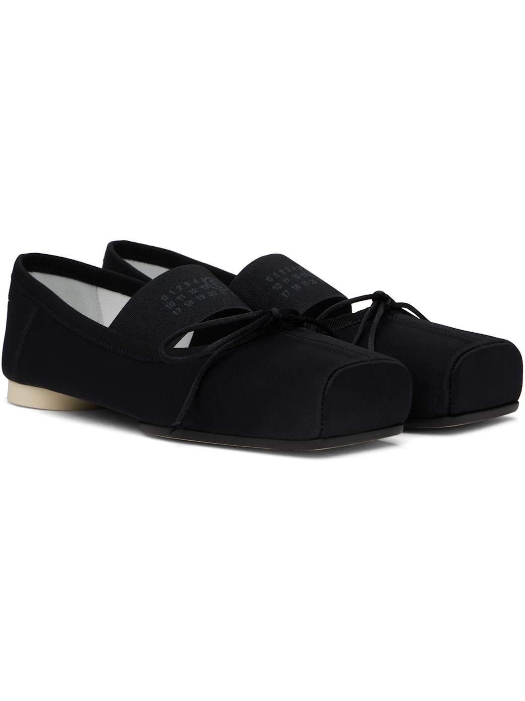 Black Satin Pointe Logo Ballerina Flats - 4