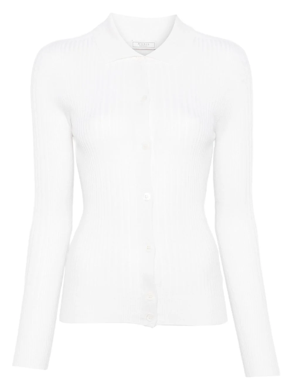 ribbed collared top - 1