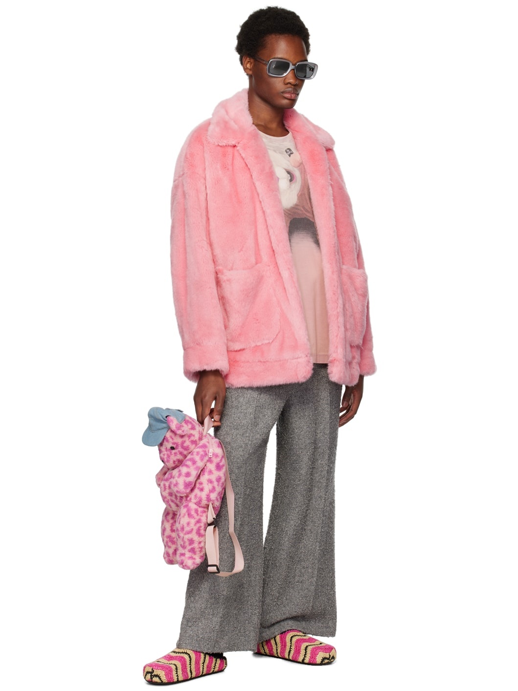 doublet Pink Hand-Painted Faux-Fur Jacket | ssense | REVERSIBLE