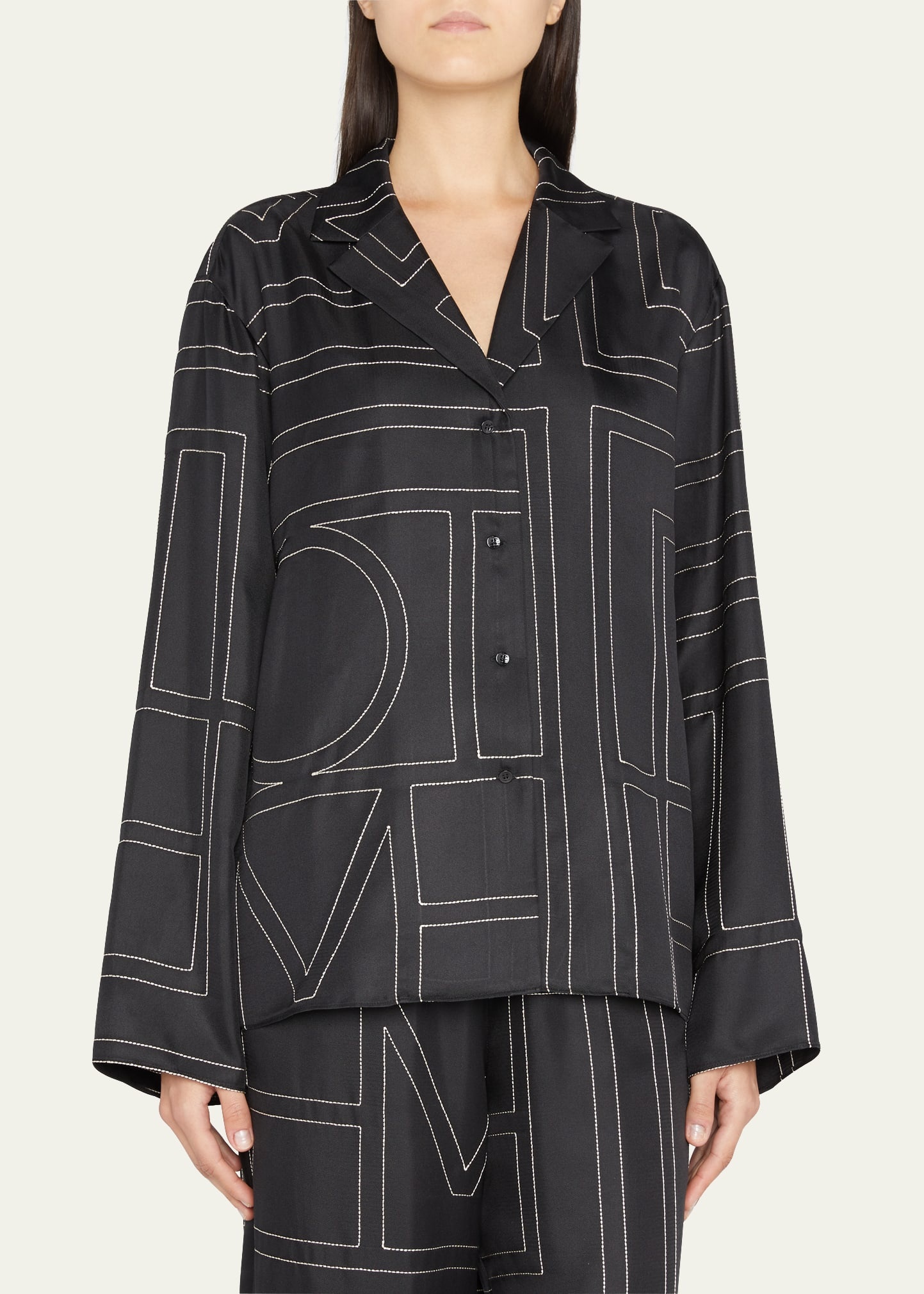 Monogram-Embroidered Silk Pajama Top - 4