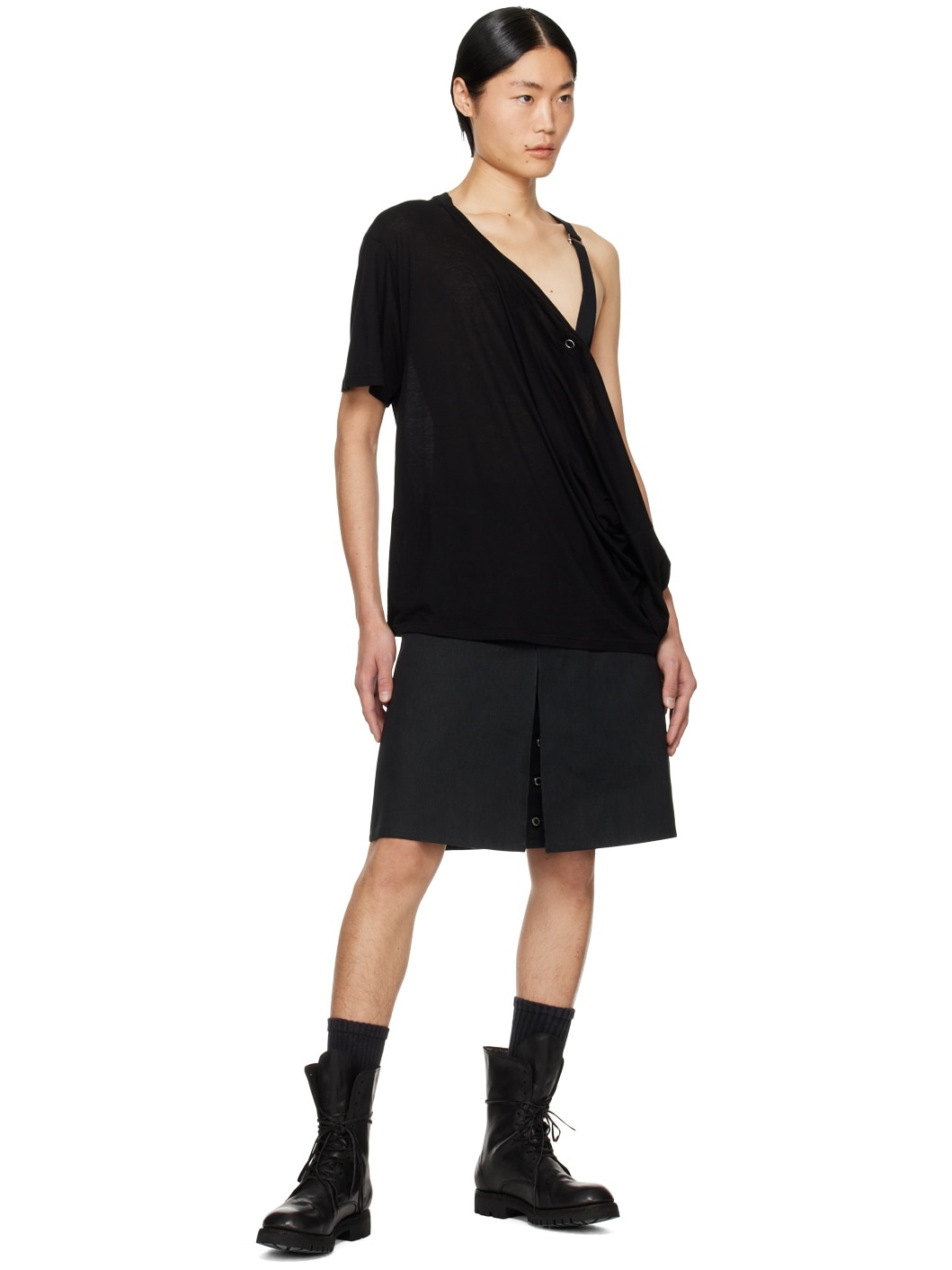 Black Drop Shoulder T-Shirt - 4