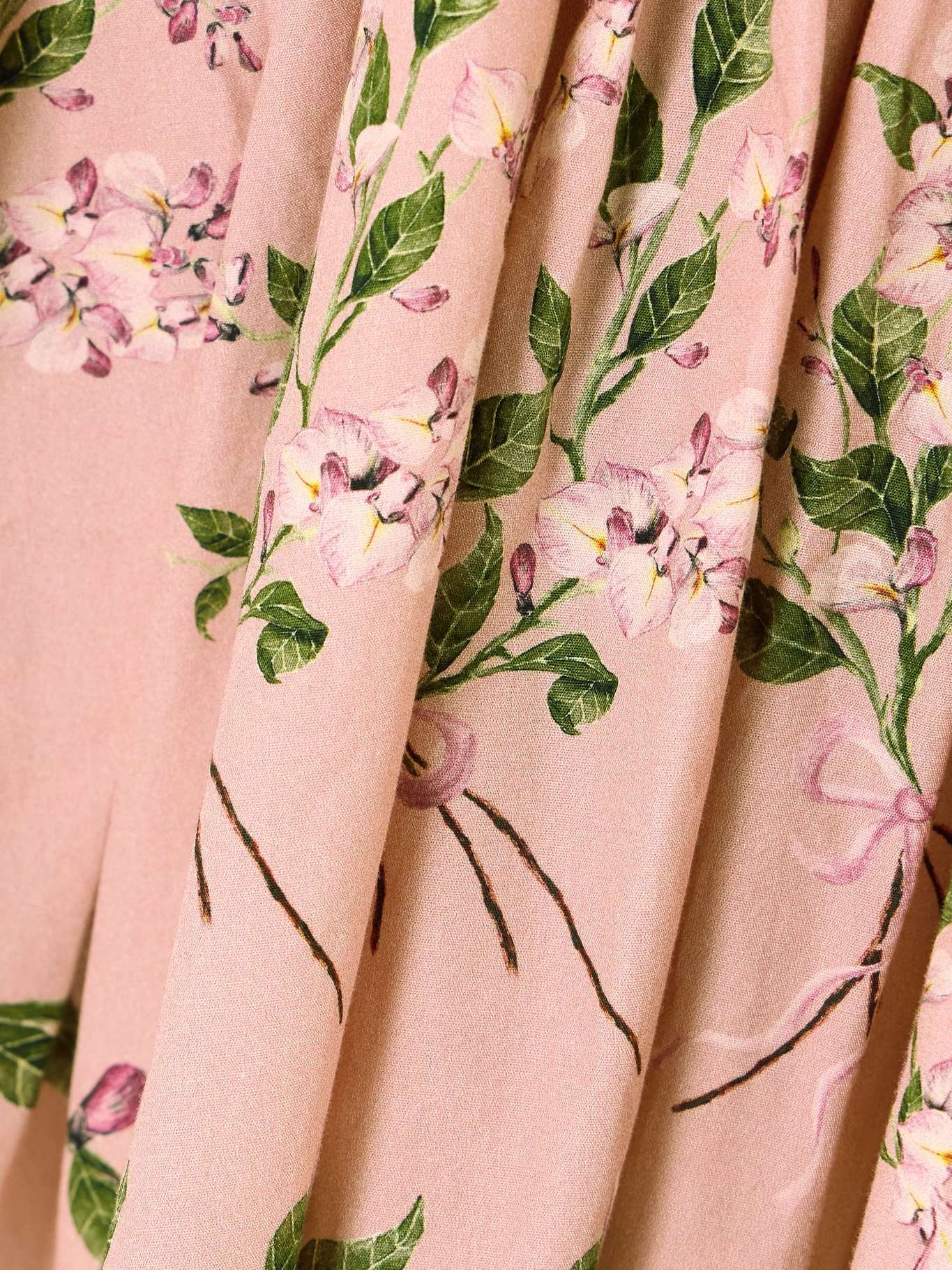 Pluma Wisteria gathered floral-print cotton mini dress Pink - 4