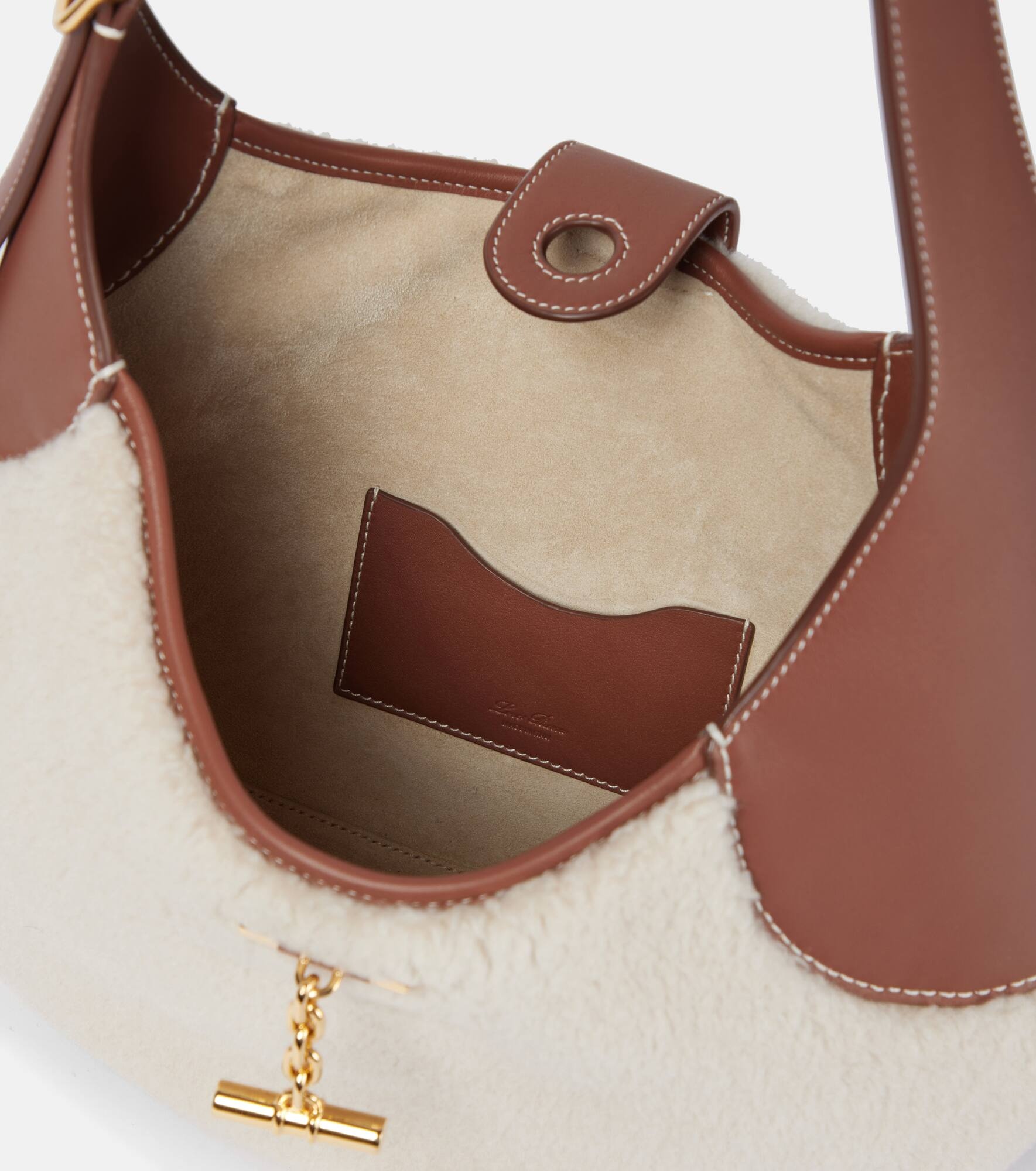 Bobbin Medium faux shearling shoulder bag - 3