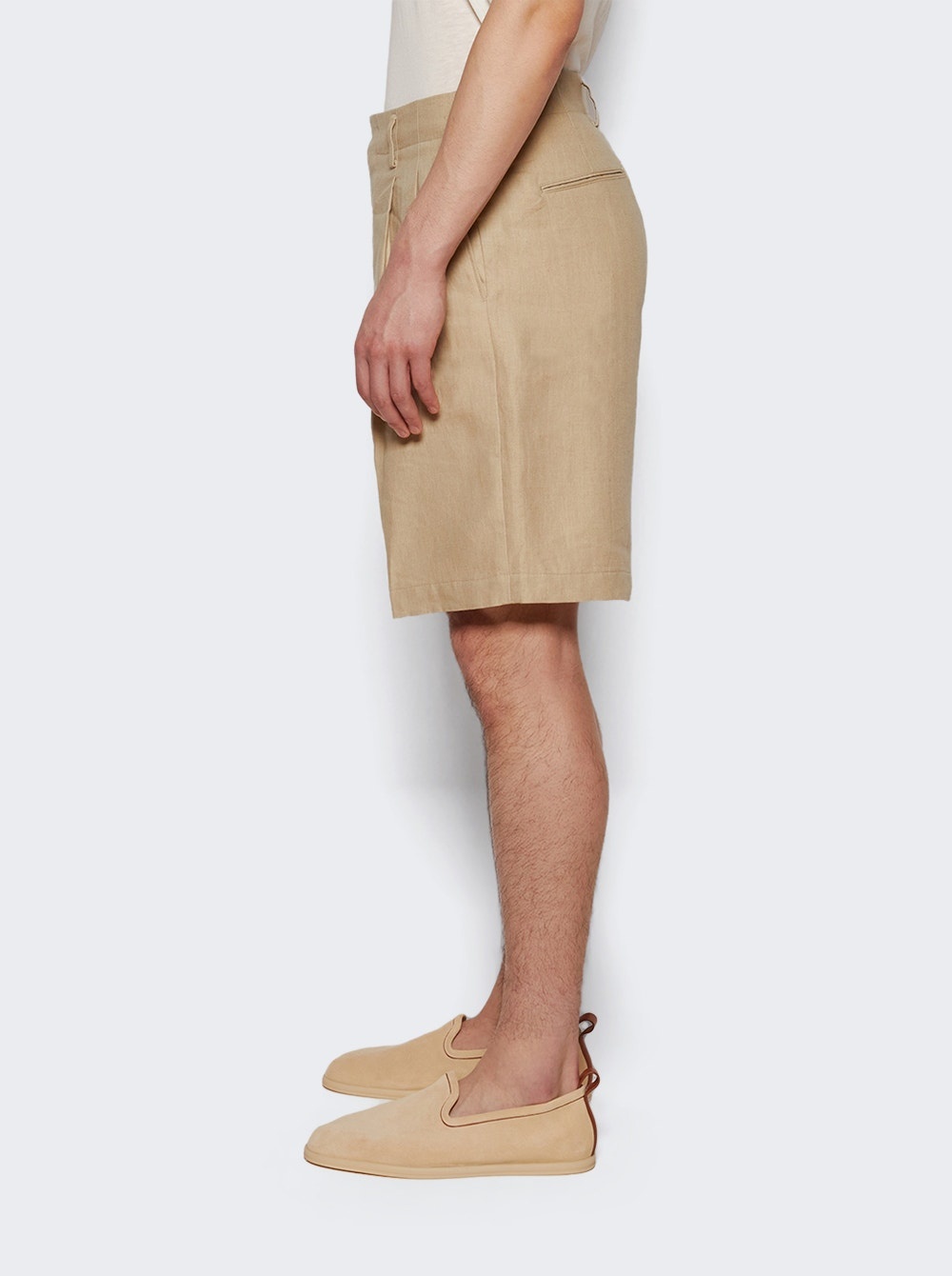Joetsu Tropical Linen Bermuda Shorts Cornstalk Beige - 4