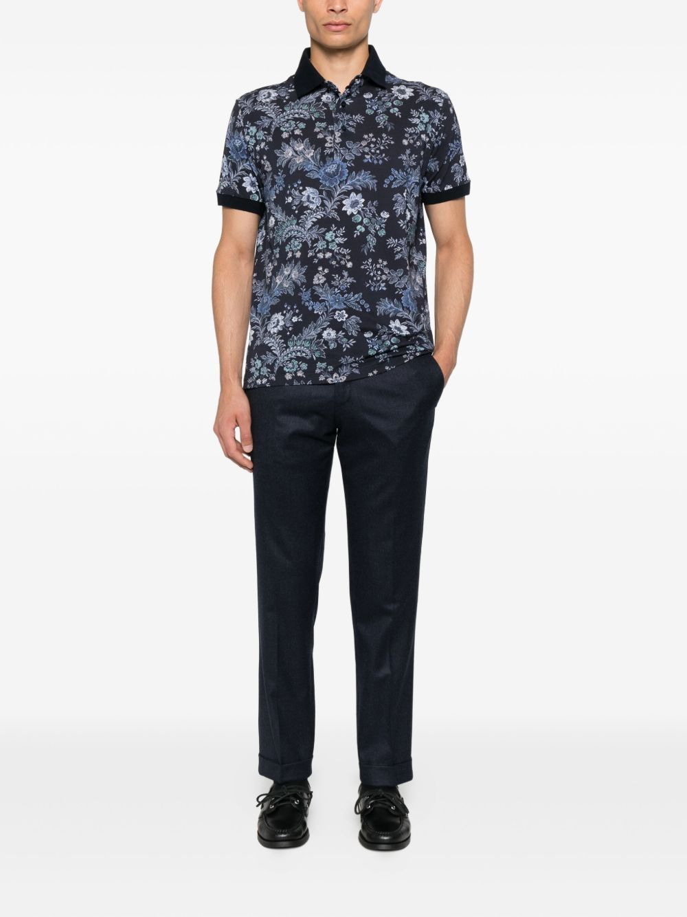 floral-print polo shirt - 2