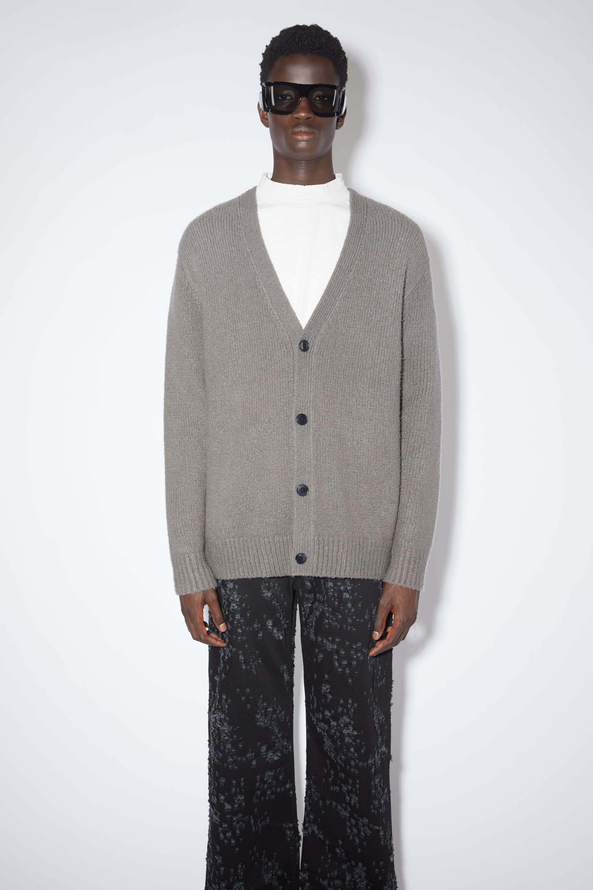 Wool blend cardigan - Dark grey - 2