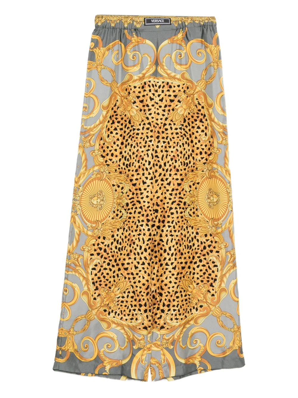 printed silk twill pants - 1