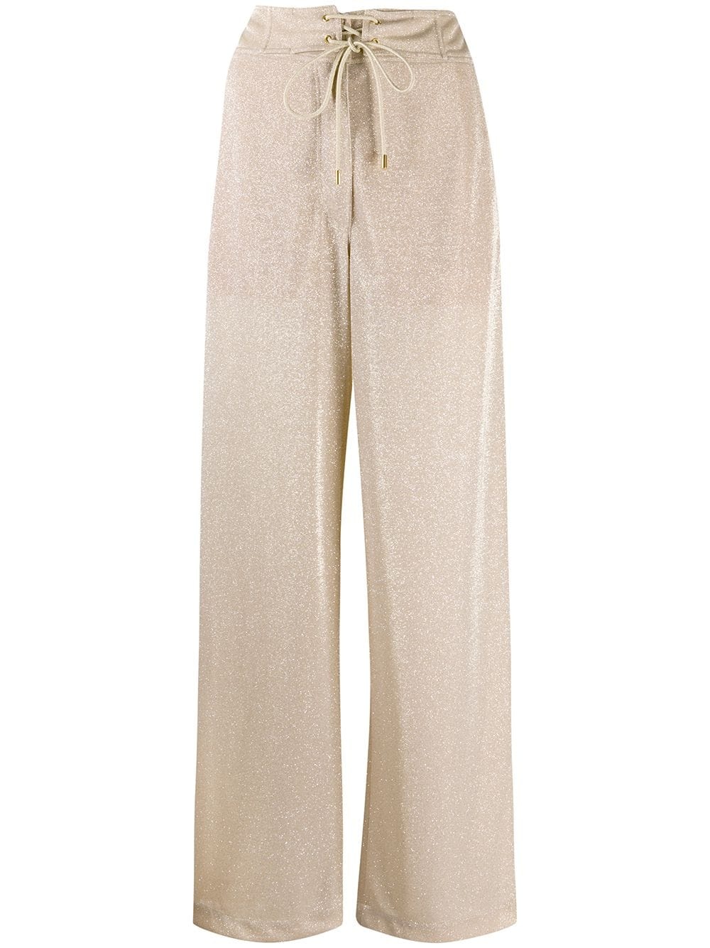 glitter drawstring palazzo trousers - 1