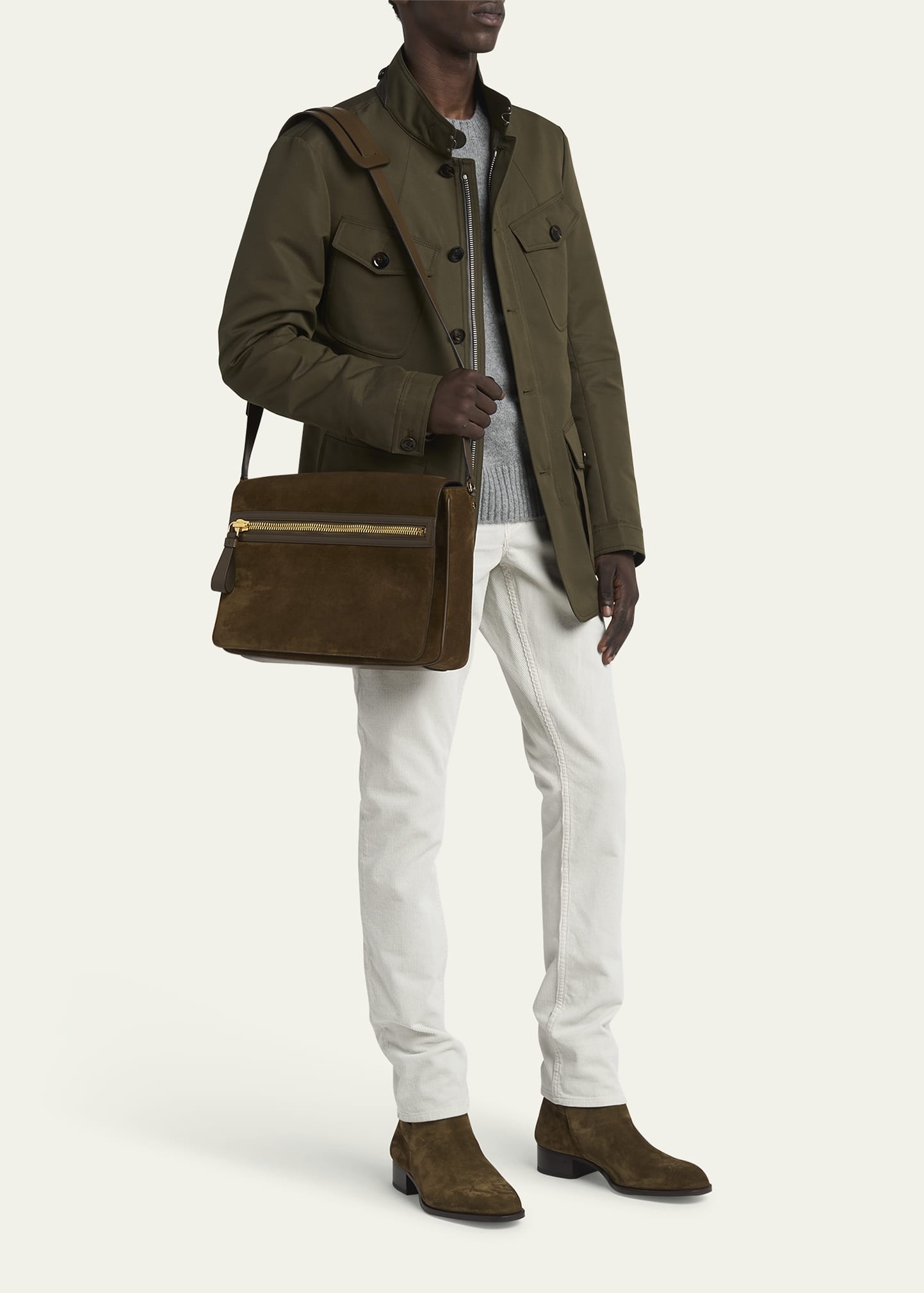 Men's Buckley Suede Large Flap Messenger Bag - 6